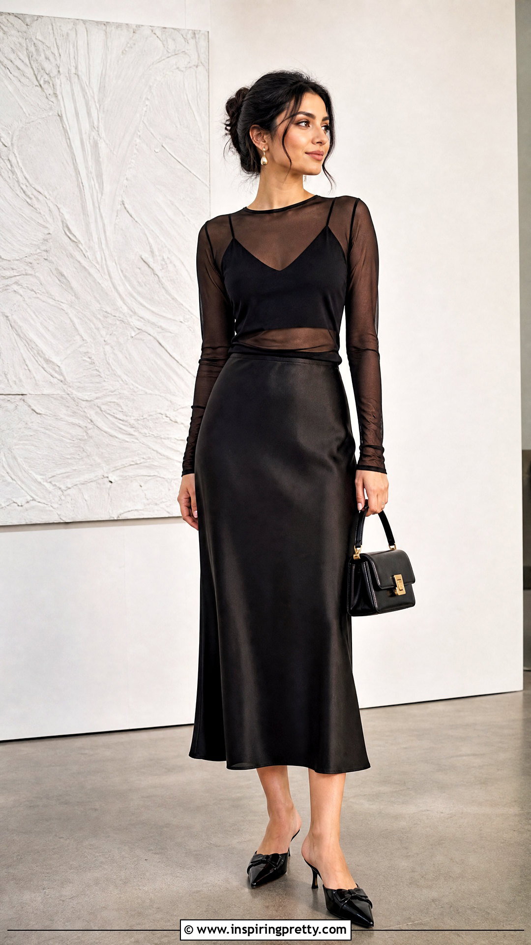 Miss Sixty Mesh Top With Satin Midi Skirt - 25 miss sixty mesh top outfit ideas