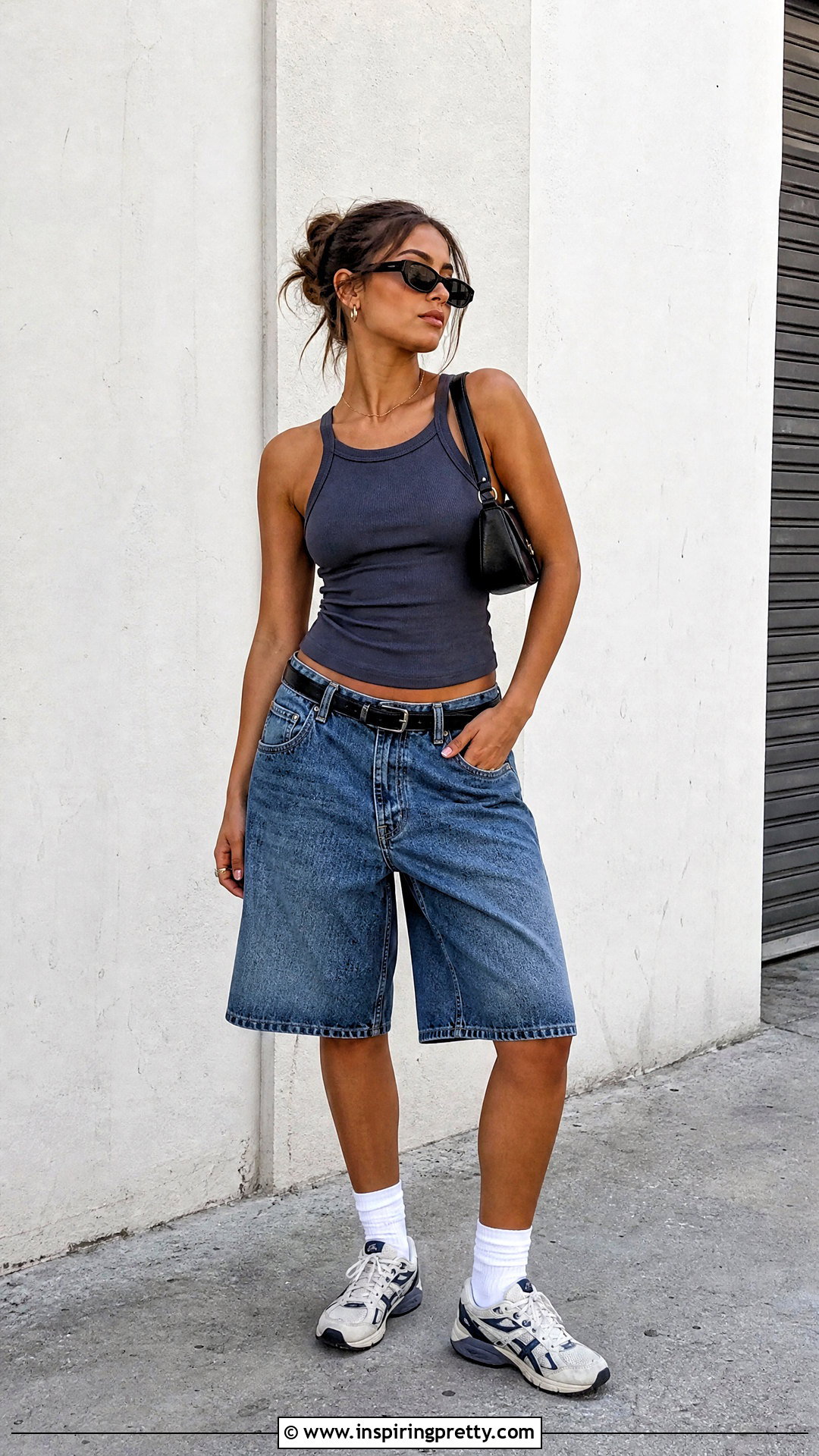 Miss Sixty Tank Top With Long Denim Shorts - 25 Miss Sixty Tank Top outfit ideas