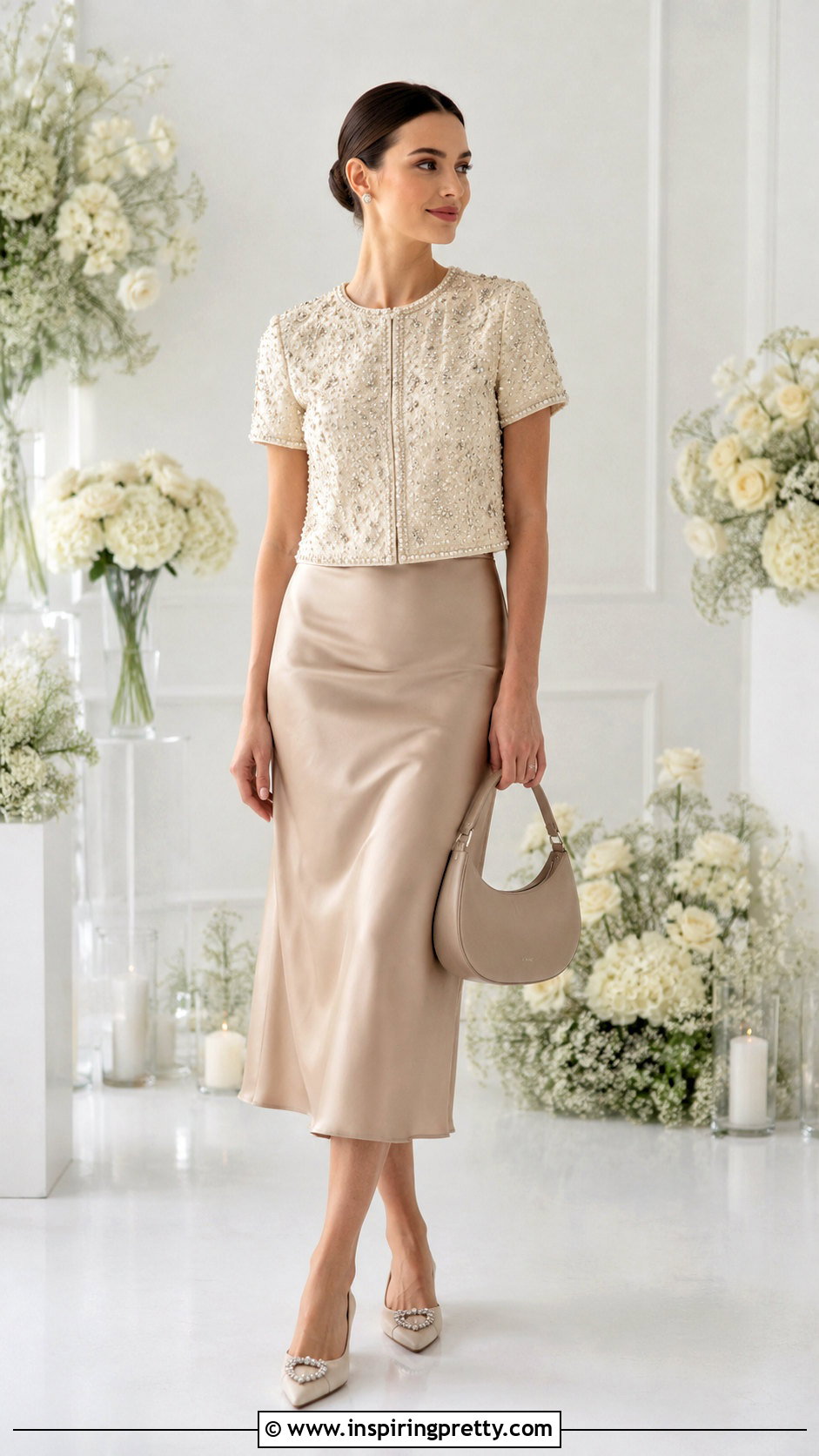 Miu Miu Embellished Top With Satin Skirt - 50 miu miu top outfit ideas