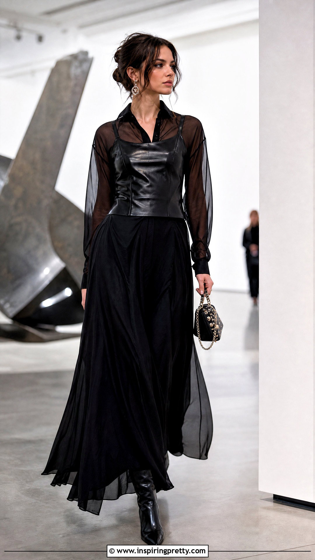 Miu Miu Leather Top With Black Maxi Skirt - 20 Miu Miu Leather Top outfit ideas