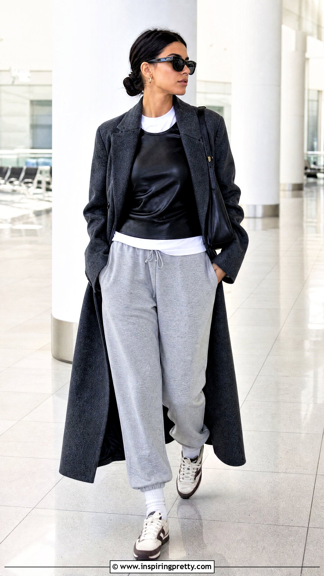 Miu Miu Leather Top With Gray Sweatpants - 20 Miu Miu Leather Top outfit ideas