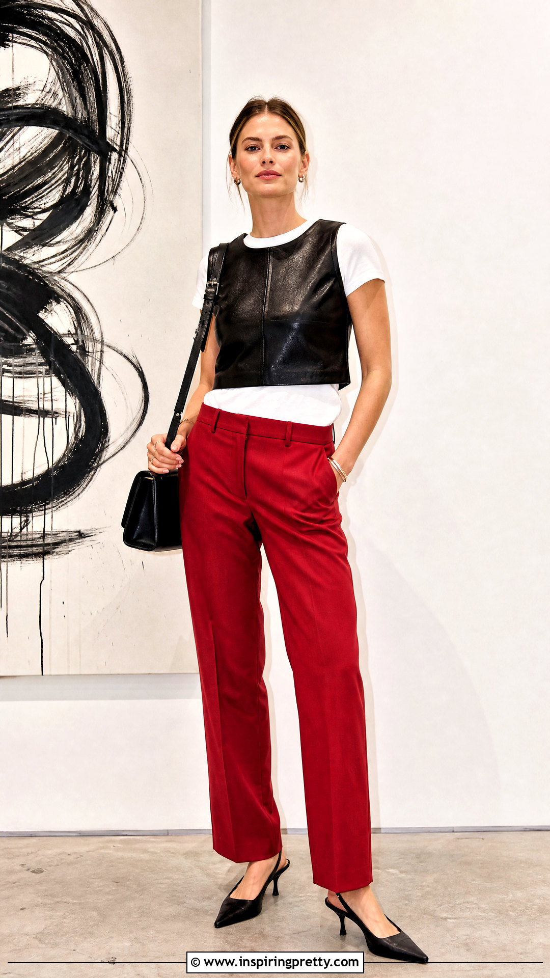 Miu Miu Leather Top With Red Trousers - 20 Miu Miu Leather Top outfit ideas
