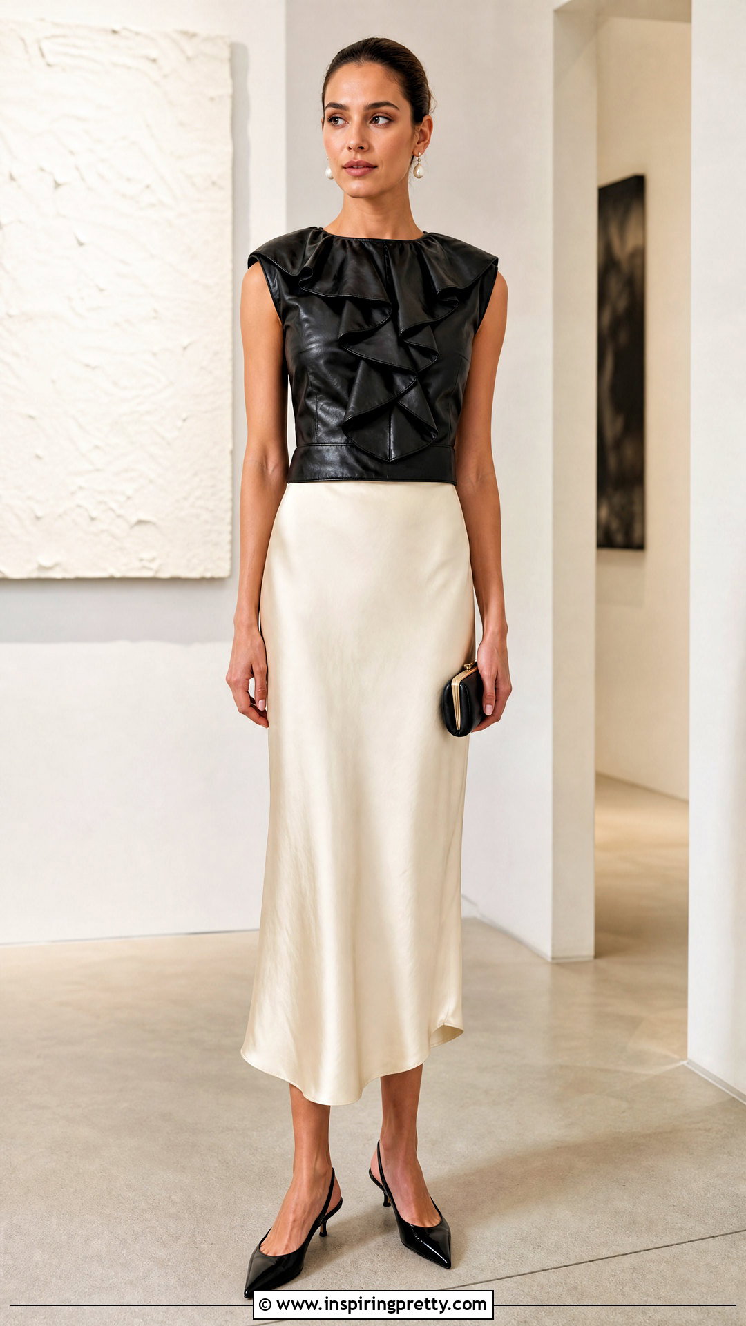 Miu Miu Leather Top With Satin Midi Skirt - 20 Miu Miu Leather Top outfit ideas