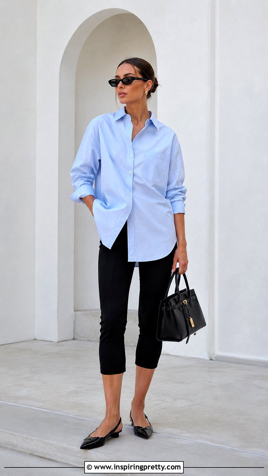 Miu Miu Oversized Shirt With Slim Capri Pants - 50 miu miu top outfit ideas