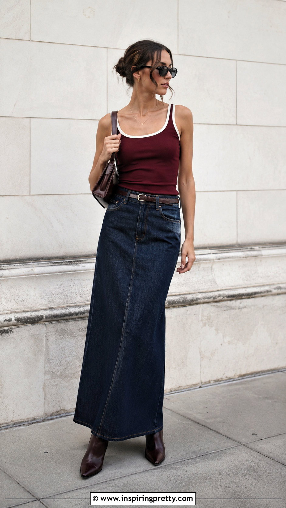 Miu Miu Tank Top With Denim Maxi Skirt - 50 miu miu tank top outfit ideas