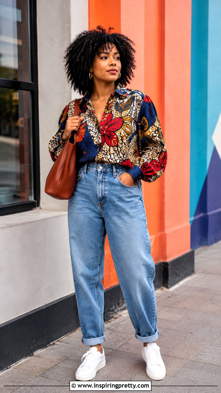 Mixed Print Ankara Top With Blue Jeans - 50 Simple Ankara Tops With Jeans