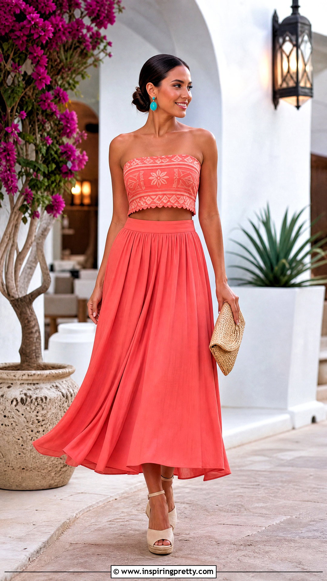 Moana Crop Top With Coral Midi Skirt - 25 moana crop top outfit ideas