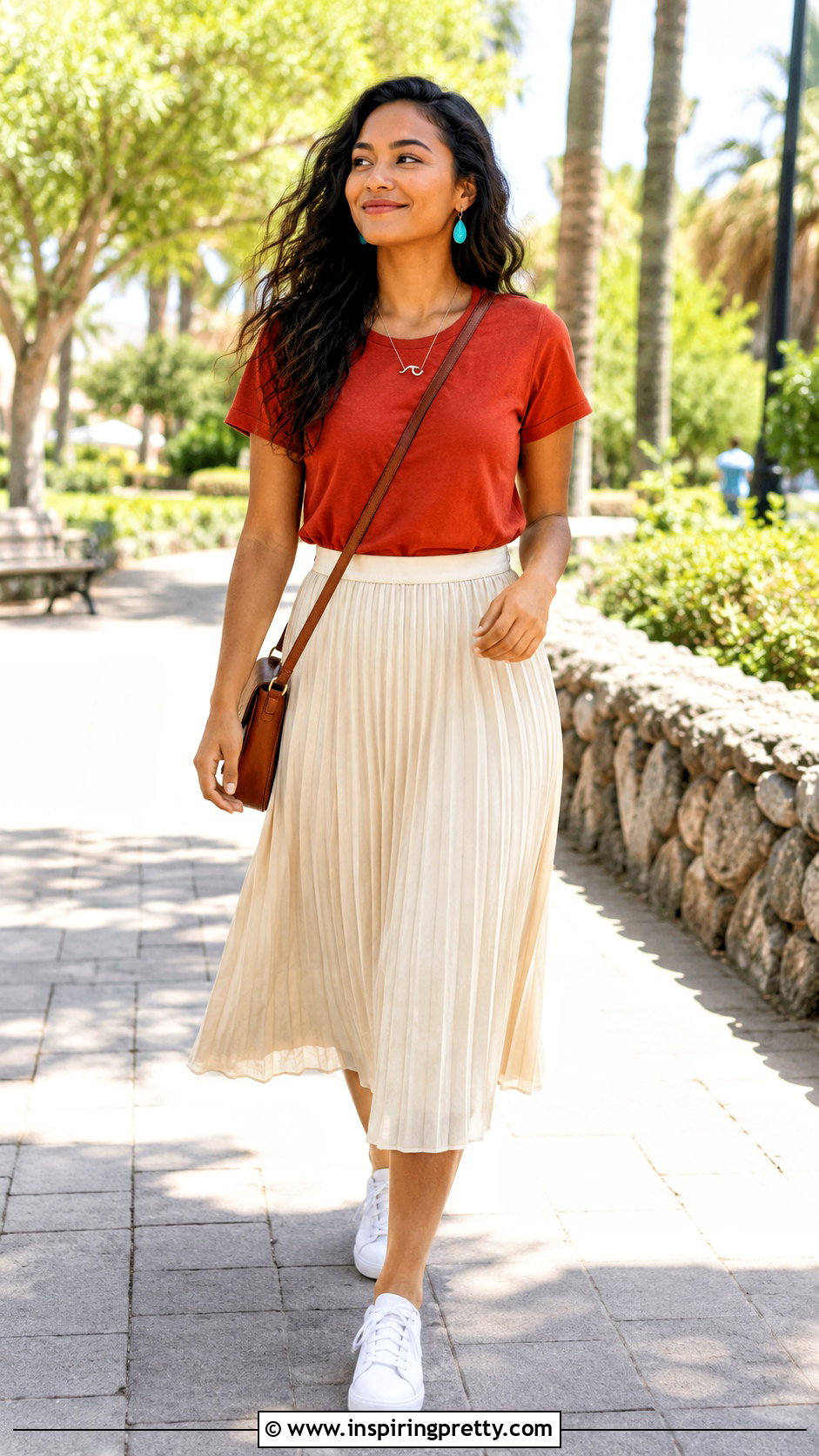 Moana Inspired Red T Shirt With Pleated Skirt - 25 Moana Inspired Top outfit ideas