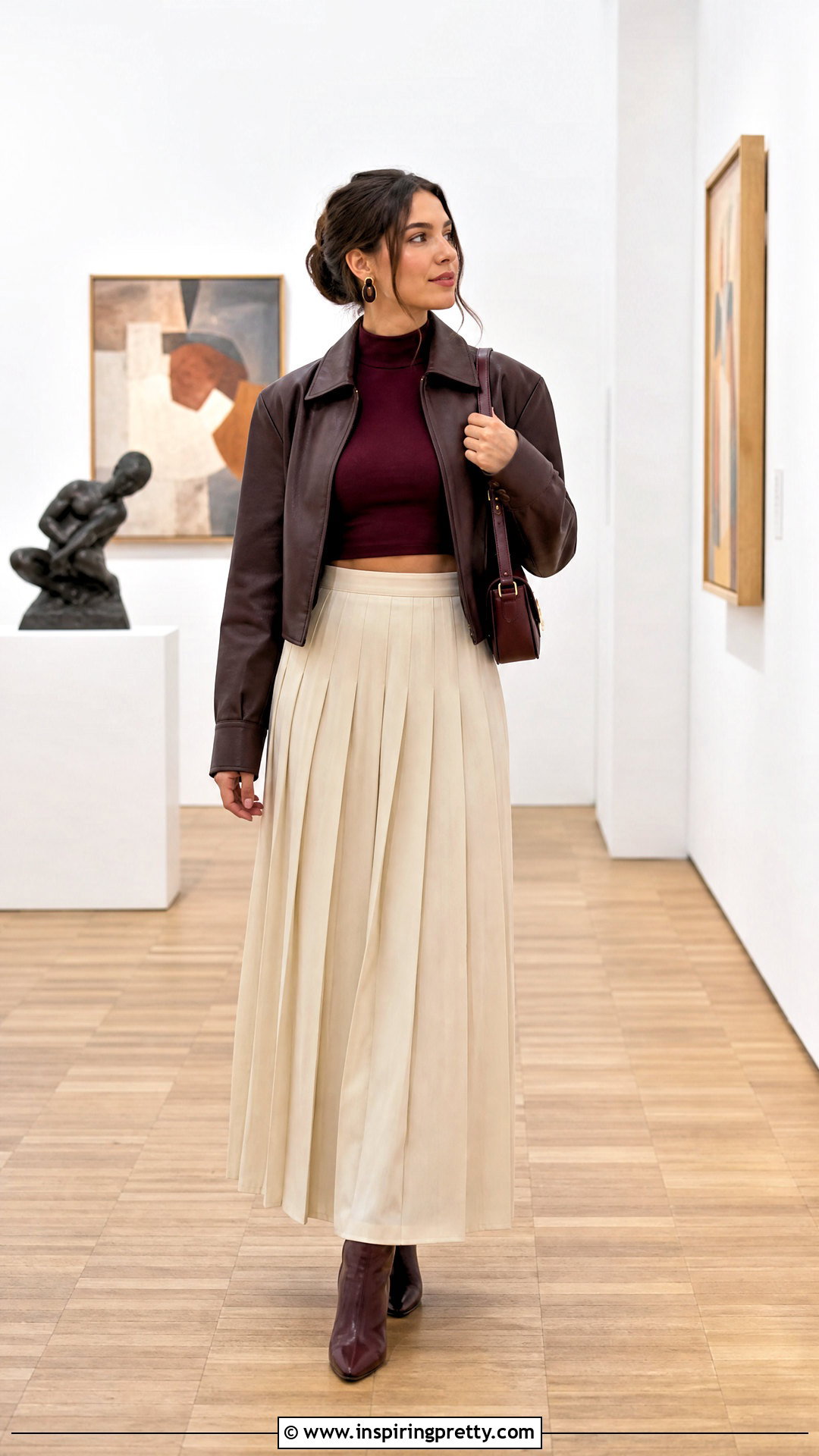 Mock Neck Crop Top With Maxi Skirt - 50 crop top styles