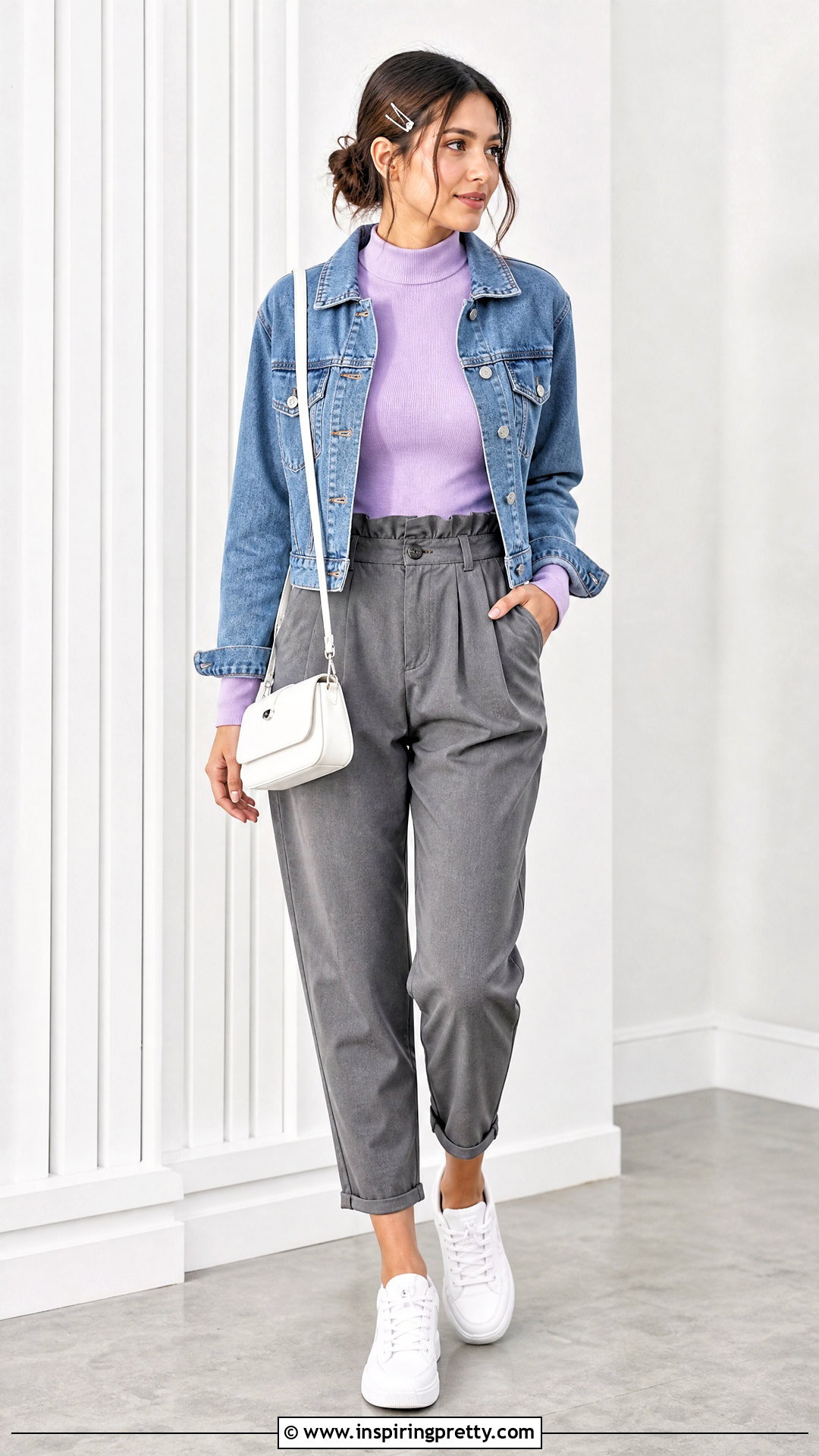 Mock Neck Long Sleeve Top With Paperbag Pants - 25 long sleeve tops for girls