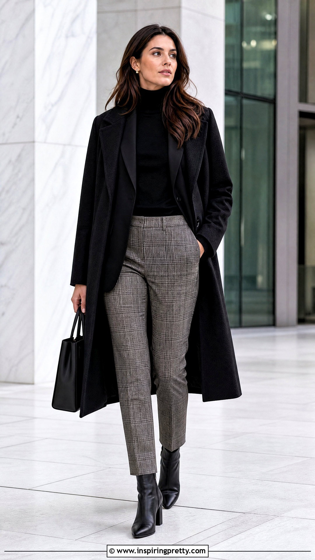 Mock Neck Sweater And Plaid Pants Outfit - 50 winter tops outfit ideas