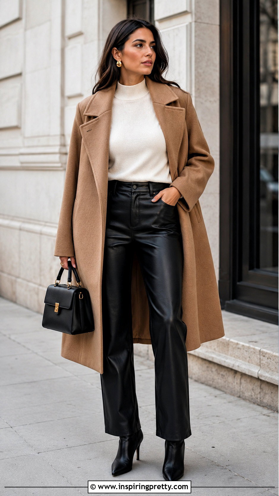Mock Neck Sweater With Faux Leather Pants - 20 sweater tops for ladies