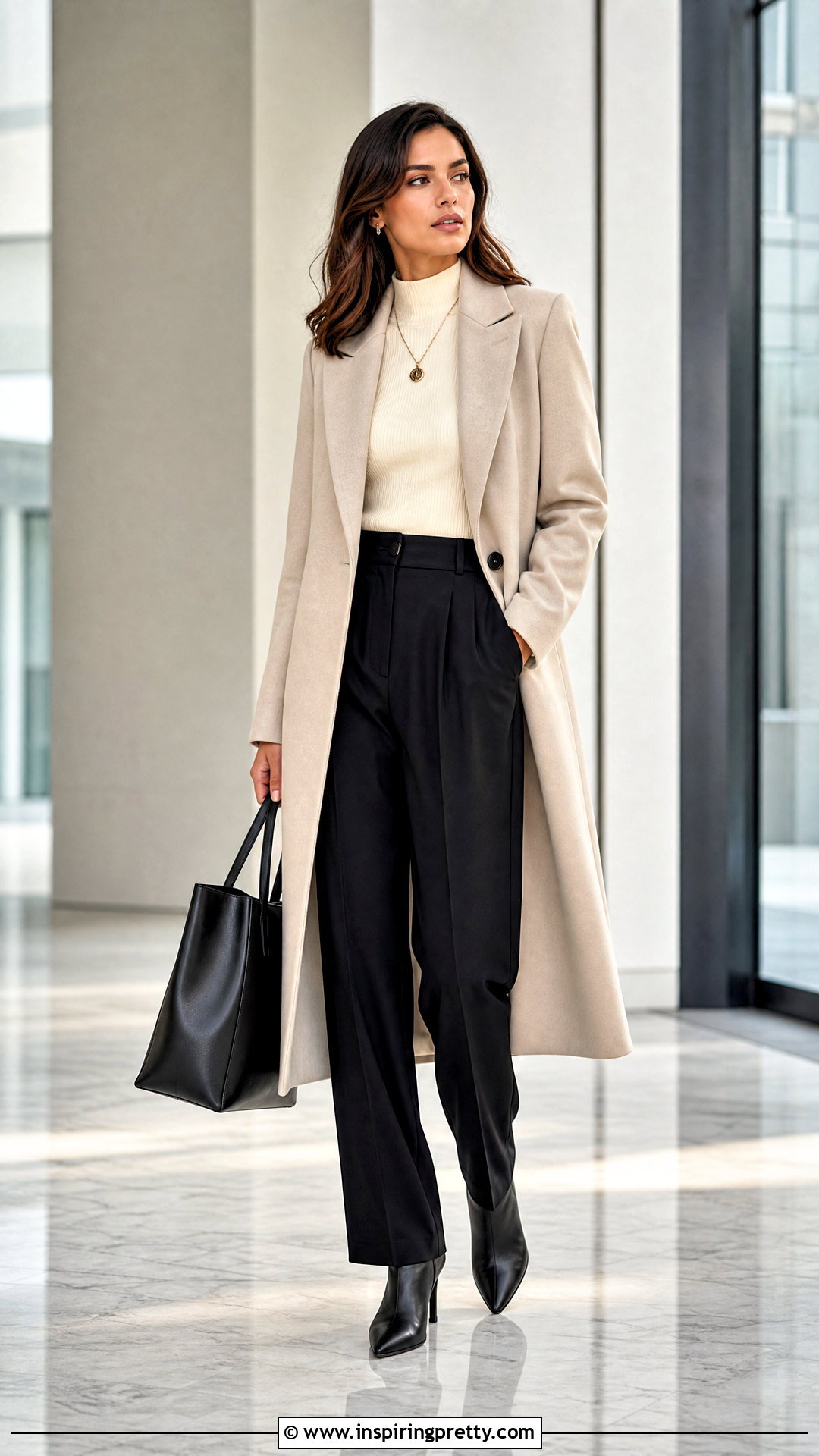 Mock Neck Sweater With Pleated Trousers - 50 winter tops for women