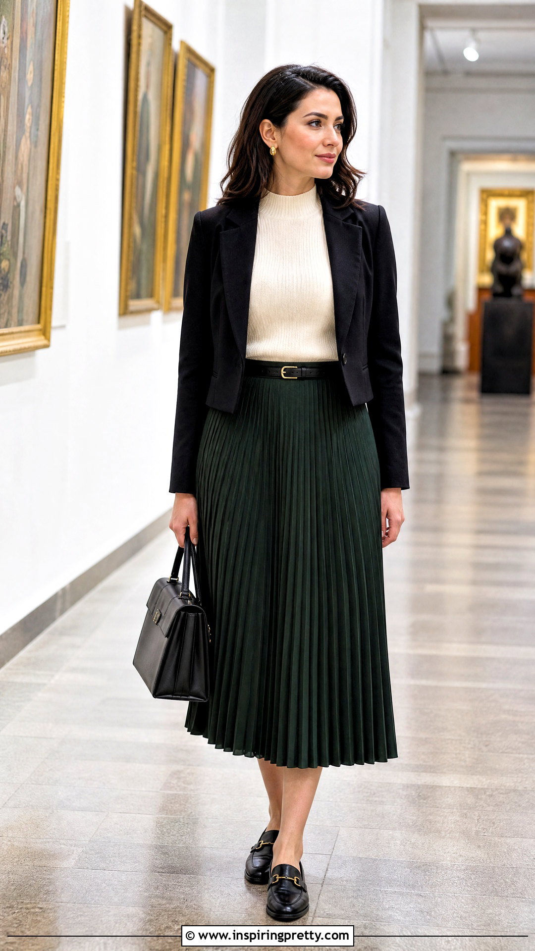 Mock Neck Top And Midi Skirt Sunday Outfit - 50 sunday dress top outfit ideas
