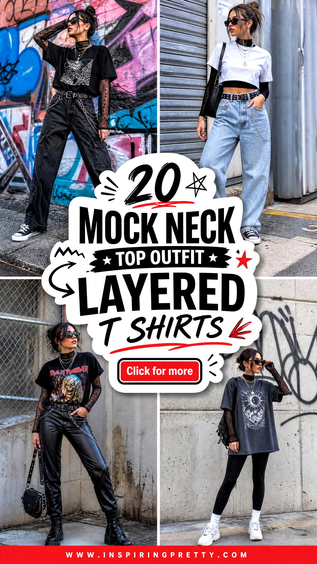 20 Mock Neck Top Outfit Layered T Shirts for Street Style - 20 Mock Neck Top Outfit Layered T Shirts for Street Style