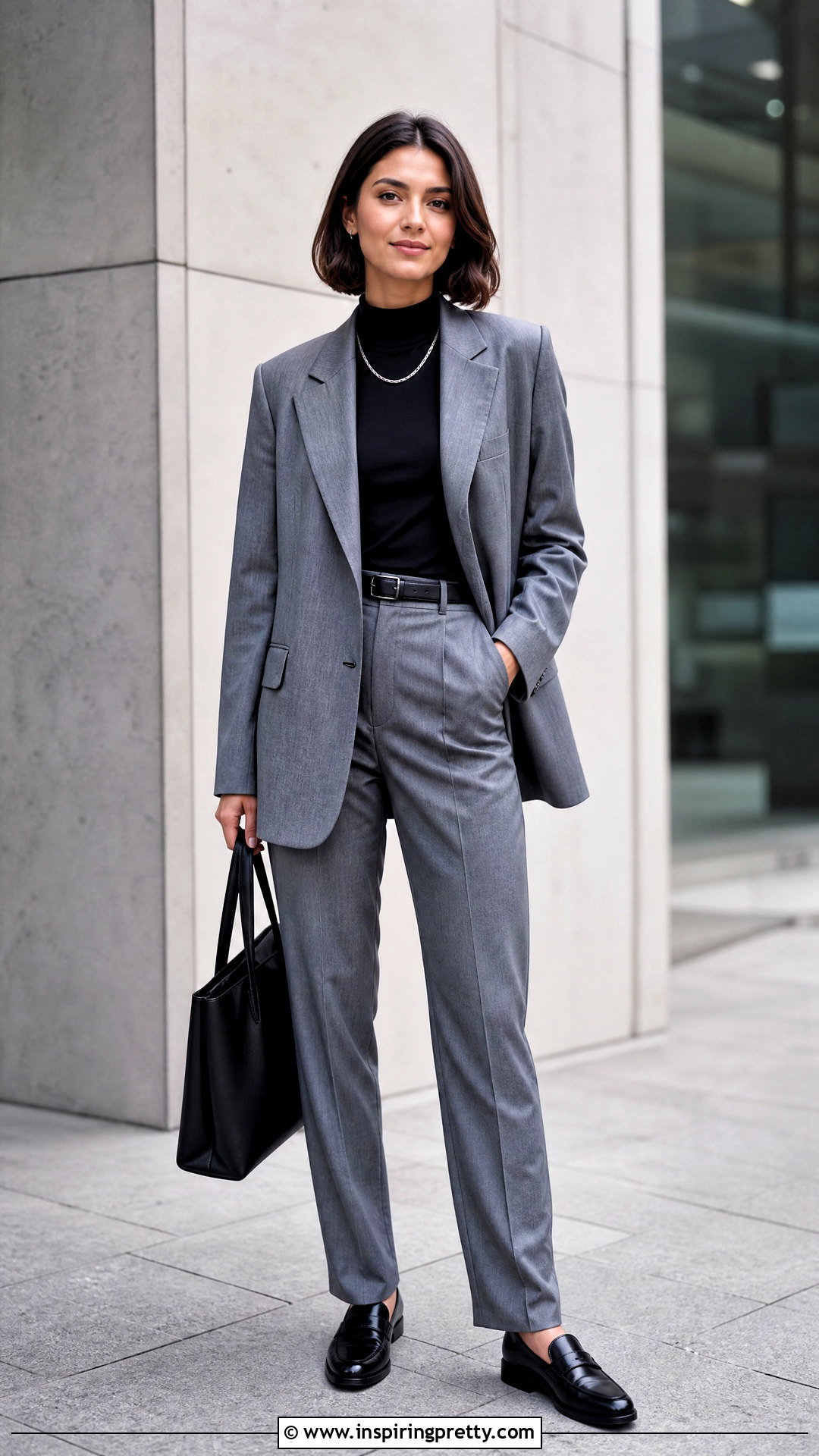 Mock Neck Top Under Blazer Outfit - 50 layering tops outfit ideas