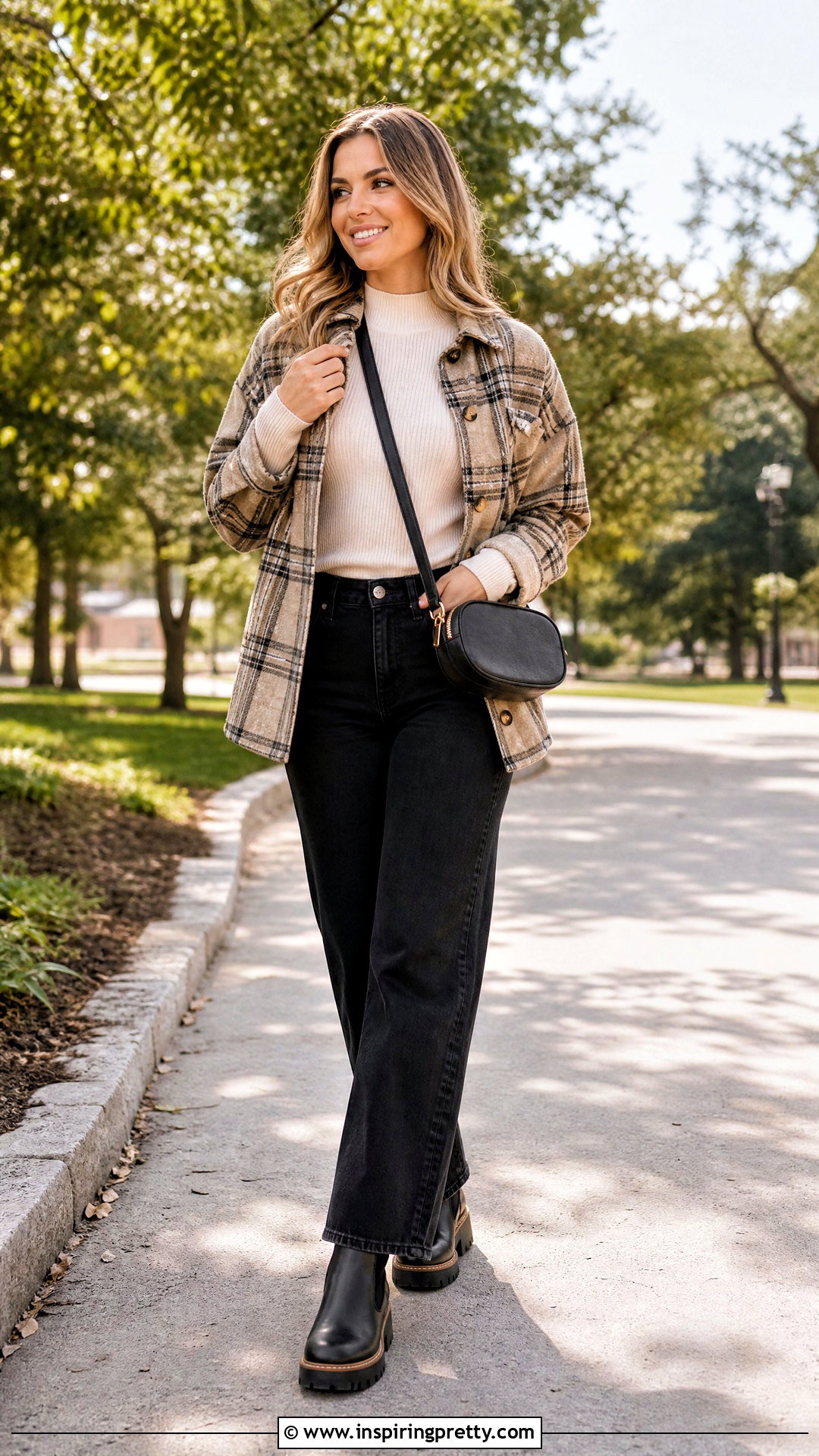 Mock Neck Top With A Shacket - 50 mock neck top outfit ideas