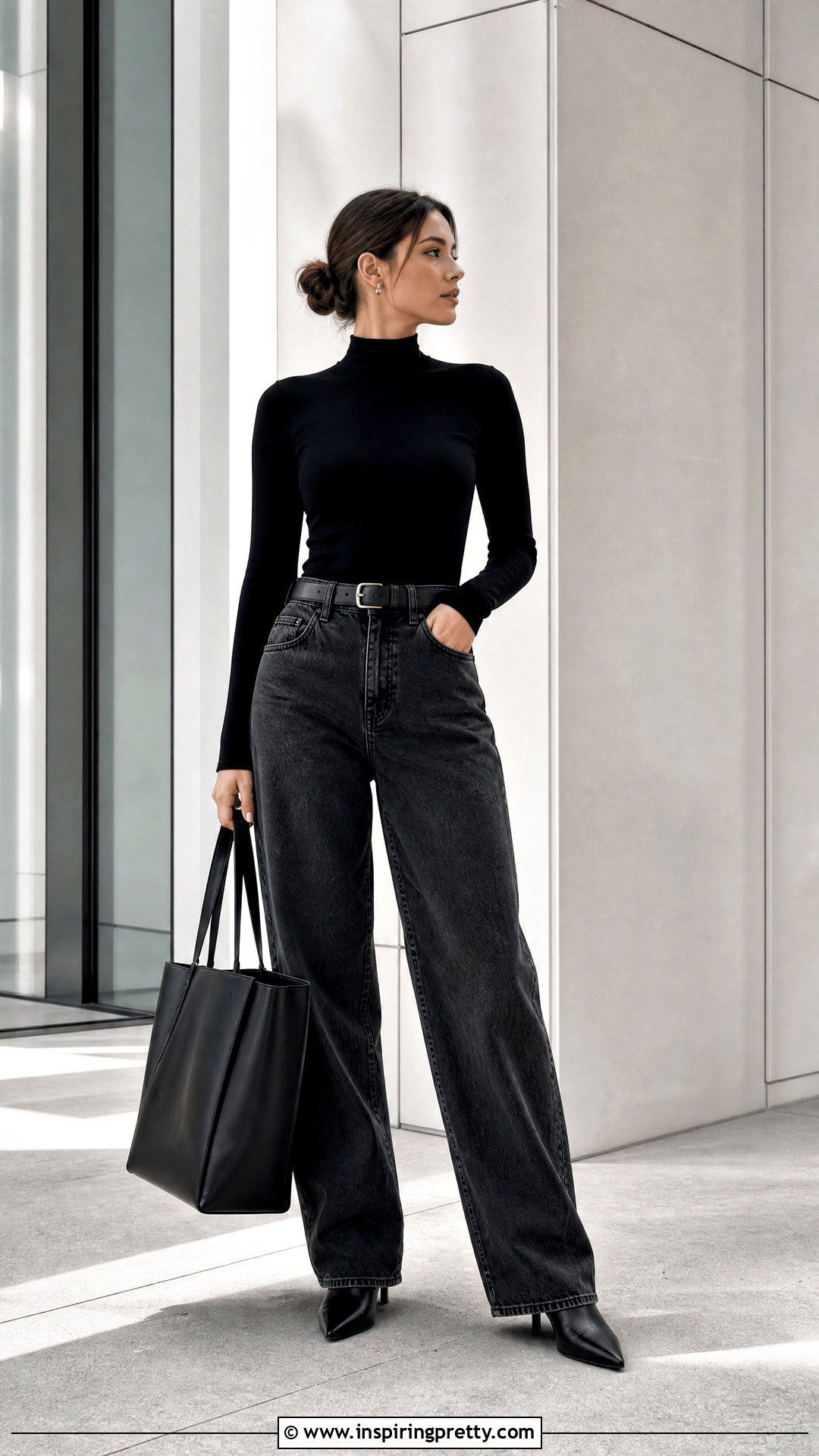 Mock Neck Top With Baggy Jeans - 50 tops to wear with baggy jeans