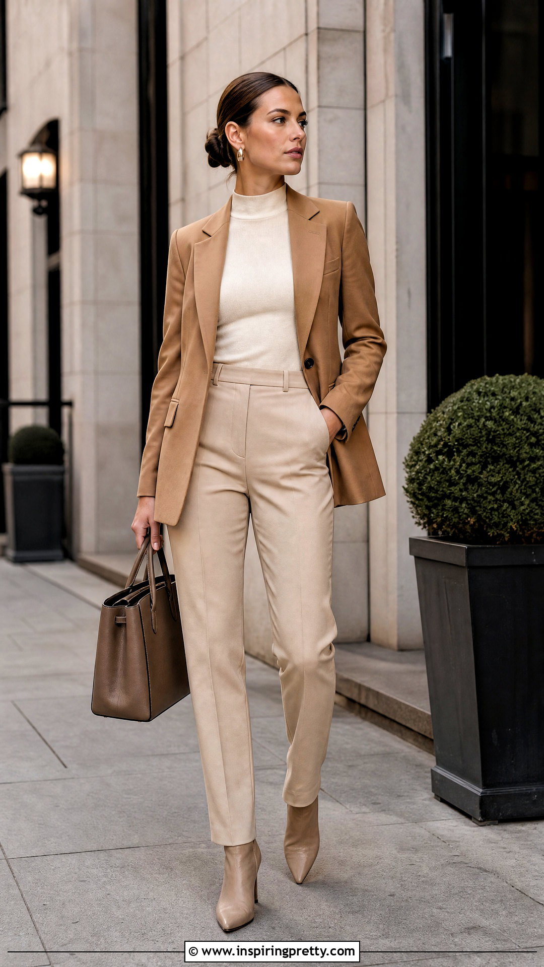Mock Neck Top With Blazer And Trousers - 20 the limited tops outfit ideas
