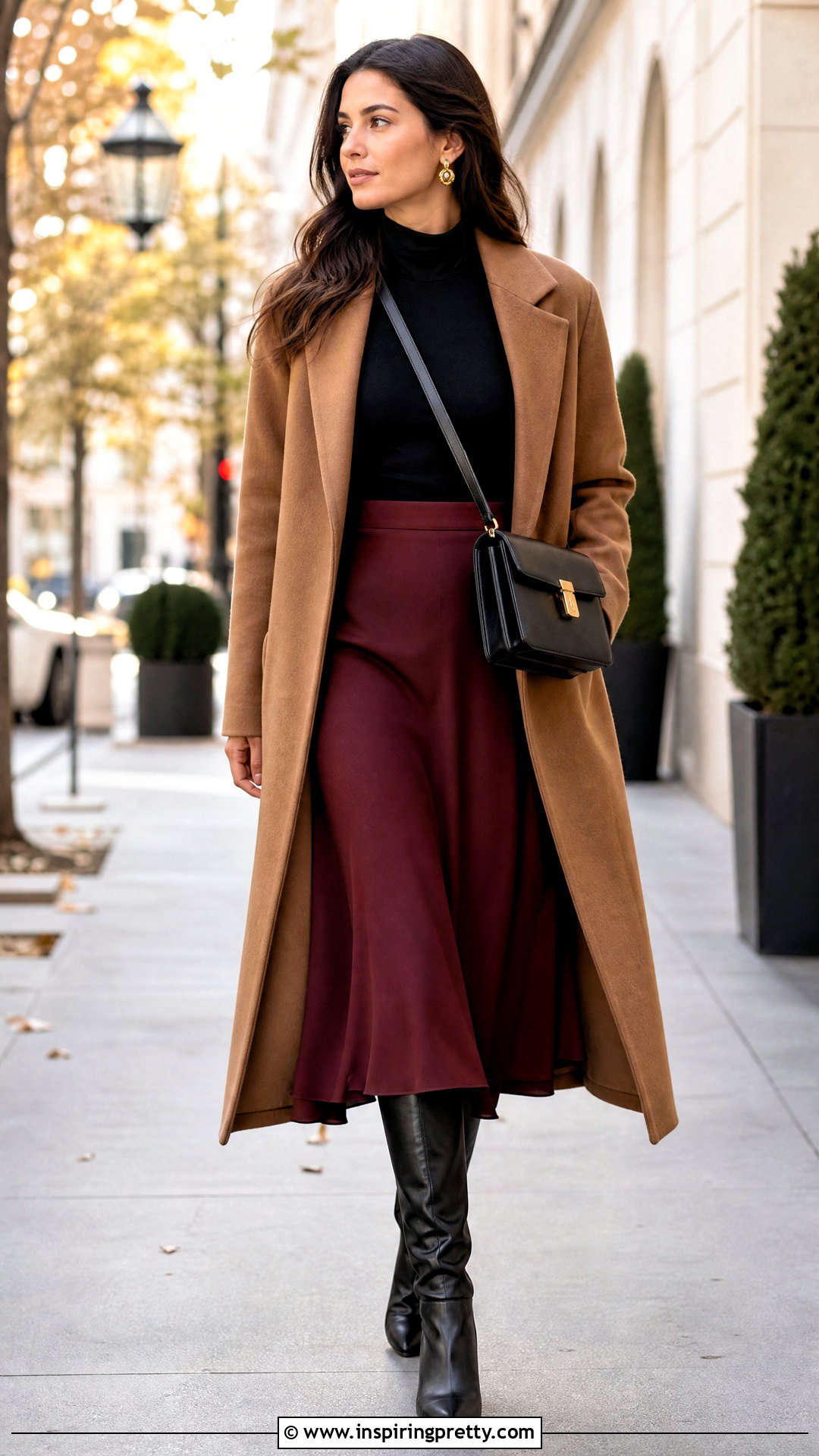 Mock Neck Top With Flowy Midi Skirt - 25 top with flowy bottom outfits