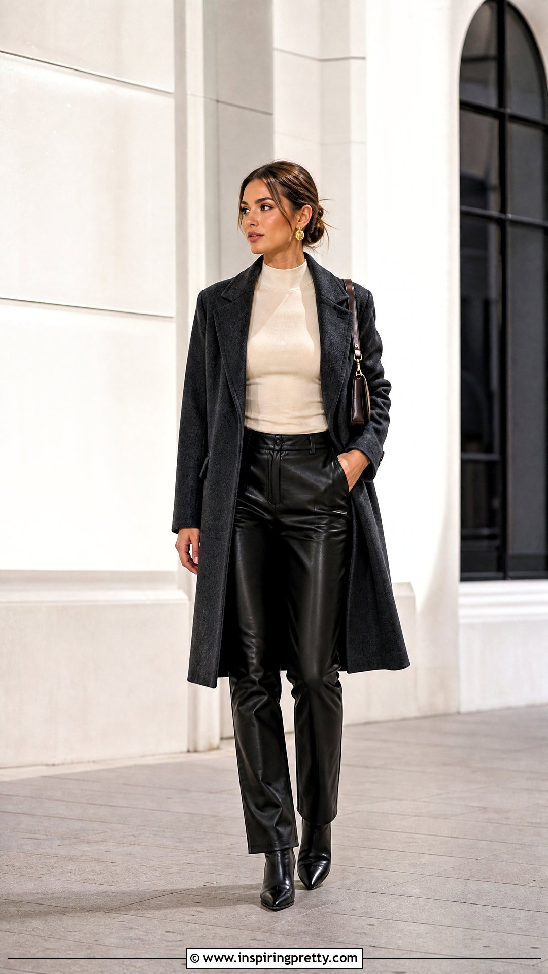 Mock Neck Top With Leather Pants - 50 trendy tops for women