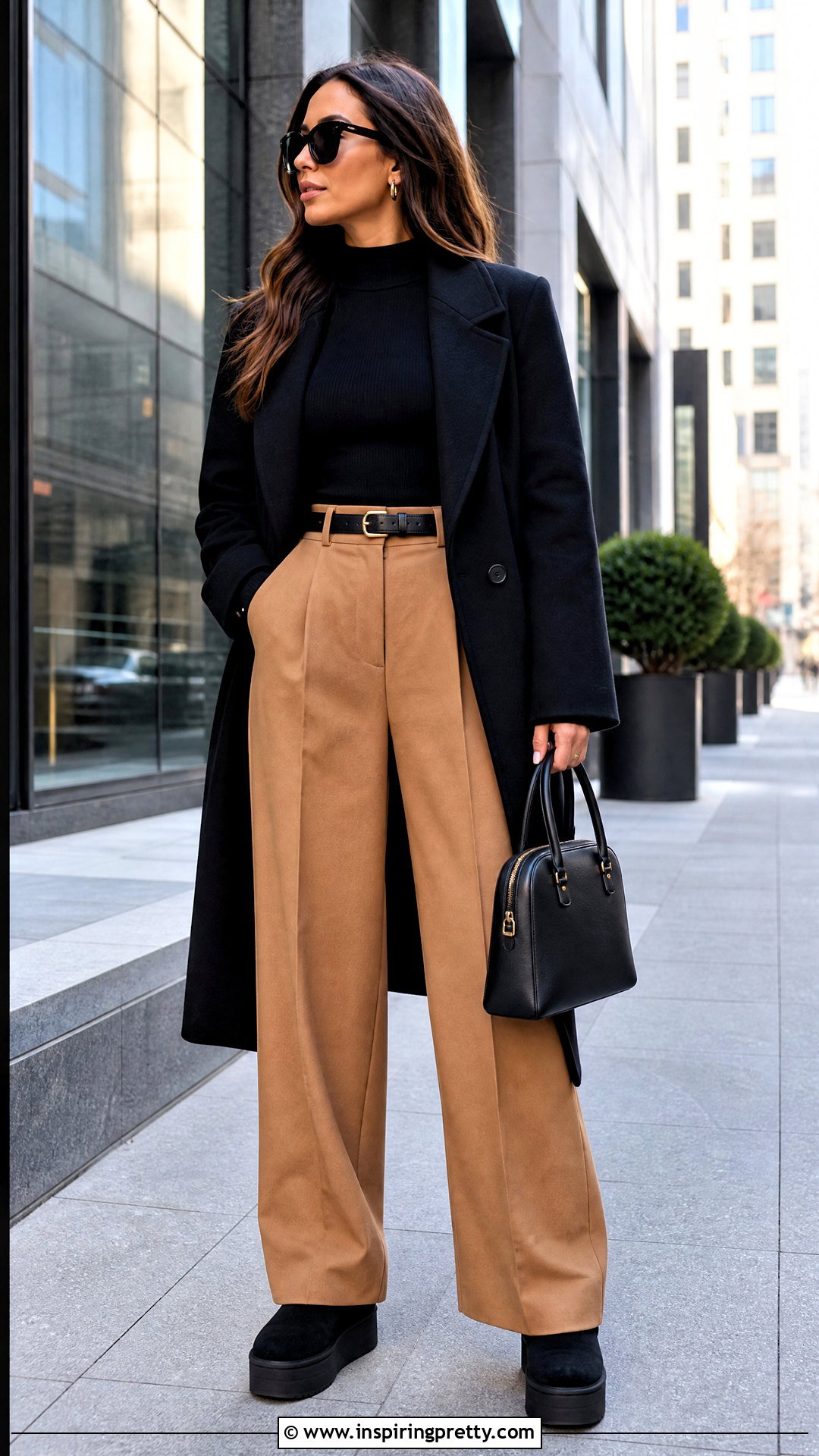 Mock Neck Top With Tailored Trousers And UGG Boots - 20 ugg tops outfit ideas