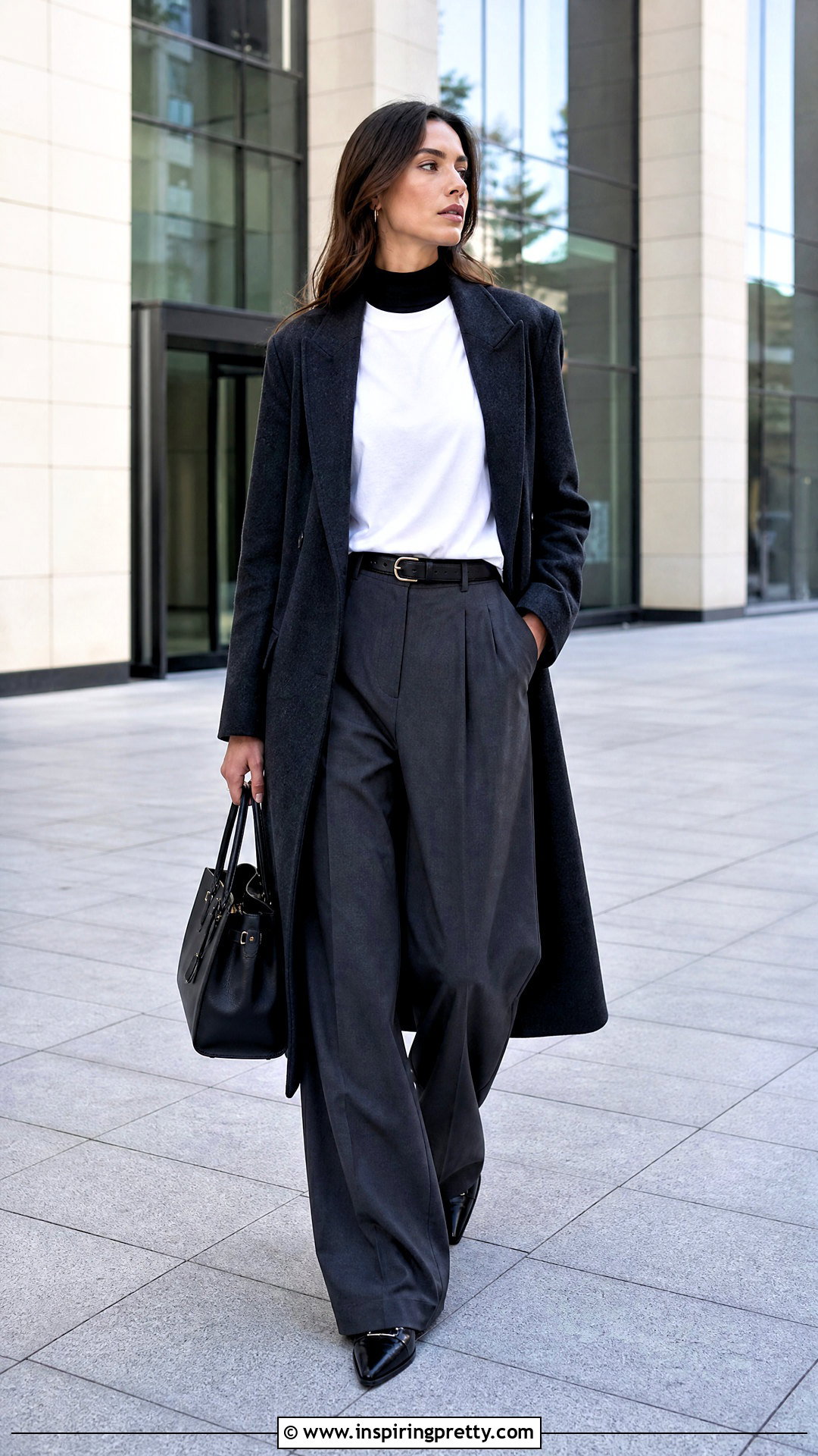 Mock Neck Under T Shirt And Pleated Trousers - 20 mock neck top outfit layered t shirts