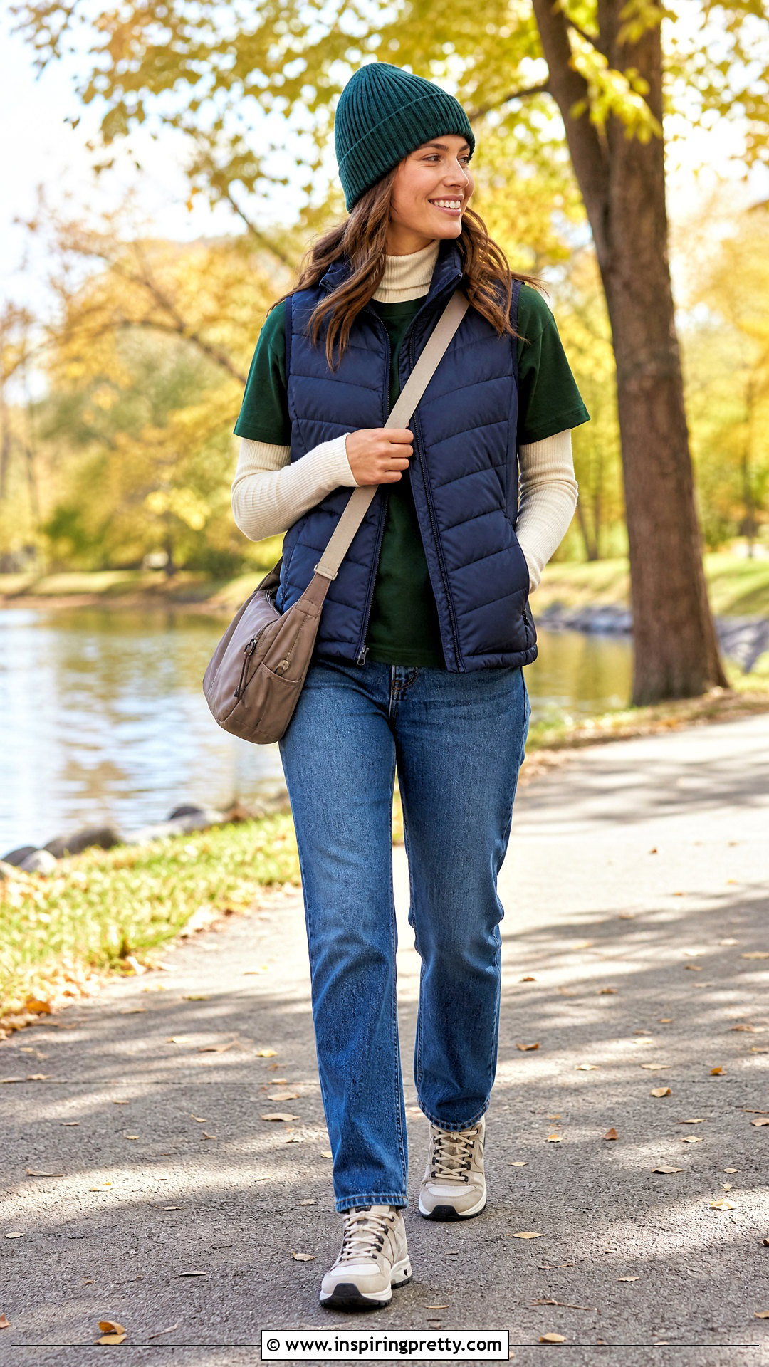 Mock Neck Under T Shirt And Puffer Vest Outfit - 20 mock neck top outfit layered t shirts