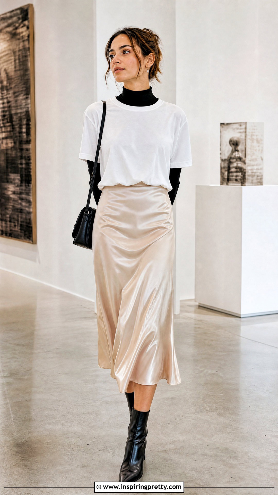 Mock Neck Under T Shirt And Slip Skirt - 20 mock neck top outfit layered t shirts