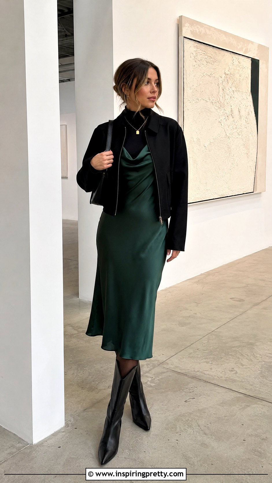 Mock Turtleneck Top Under A Slip Dress - 25 mock turtleneck top outfit ideas