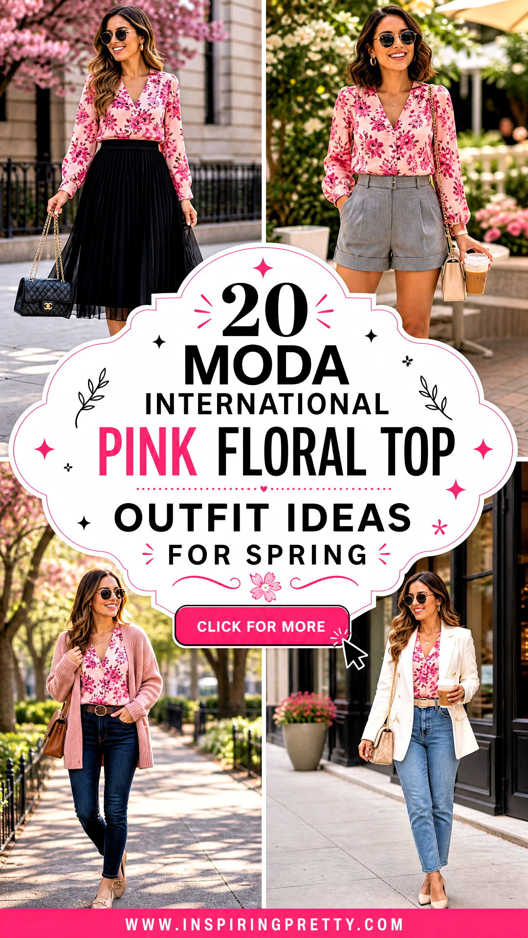 20 Moda International Pink Floral Top Outfit Ideas for Spring - 20 Moda International Pink Floral Top Outfit Ideas for Spring