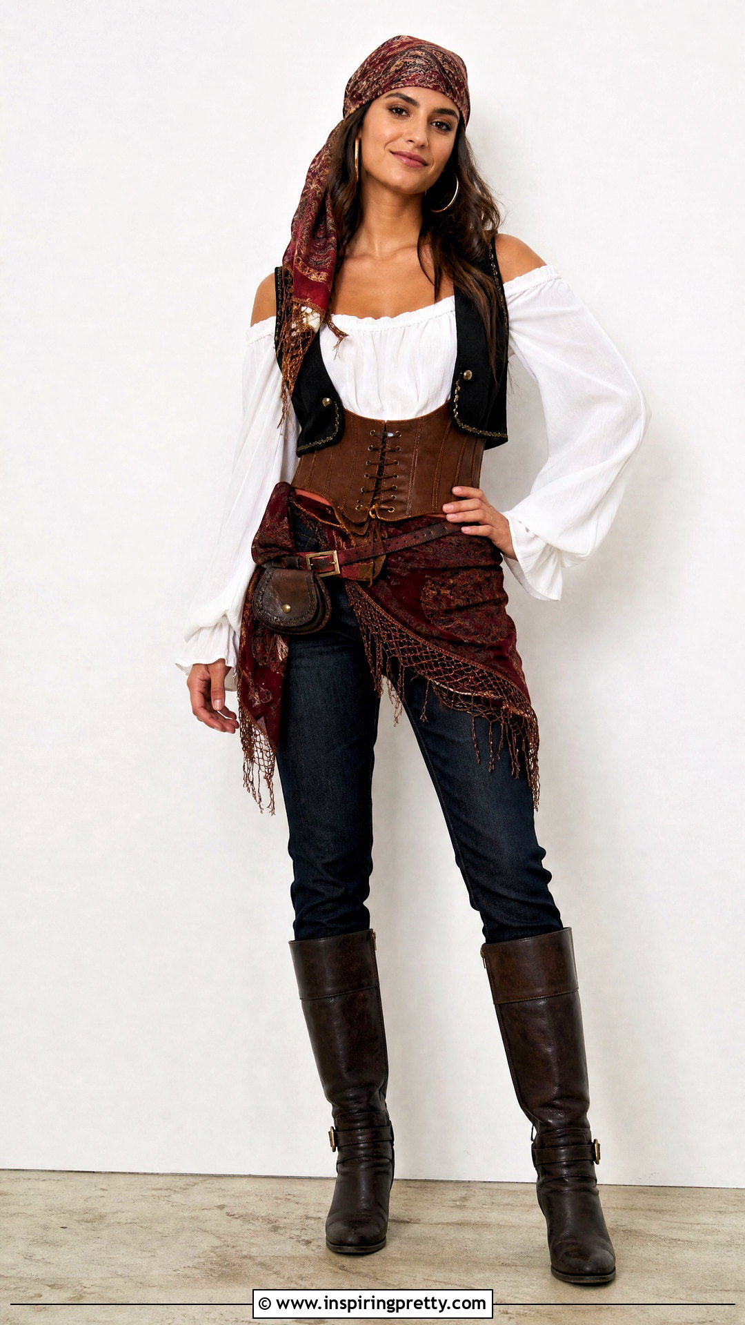 Modern Pirate Blouse With Jeans And Boots - 25 female pirate top outfit ideas