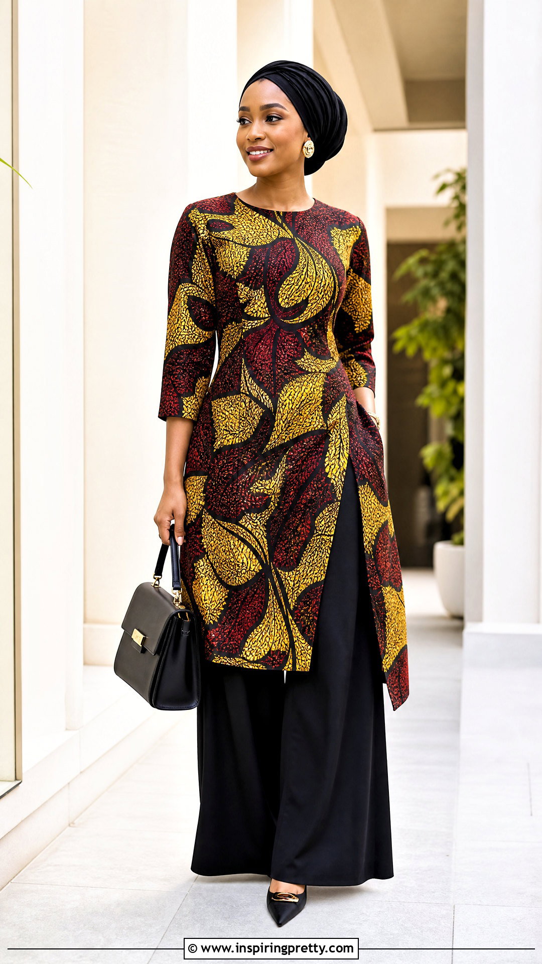 Modest Ankara Tunic Top With Palazzo Pants - 50 cute ankara tops outfit ideas