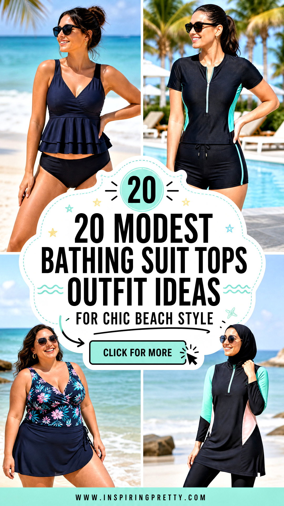 20 Modest Bathing Suit Tops Outfit Ideas for Chic Beach Style - 20 Modest Bathing Suit Tops Outfit Ideas for Chic Beach Style
