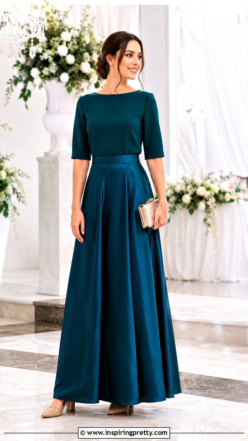 Modest Blouse With Floor Length Bridesmaid Skirt - 20 bridesmaids skirts and tops outfit ideas