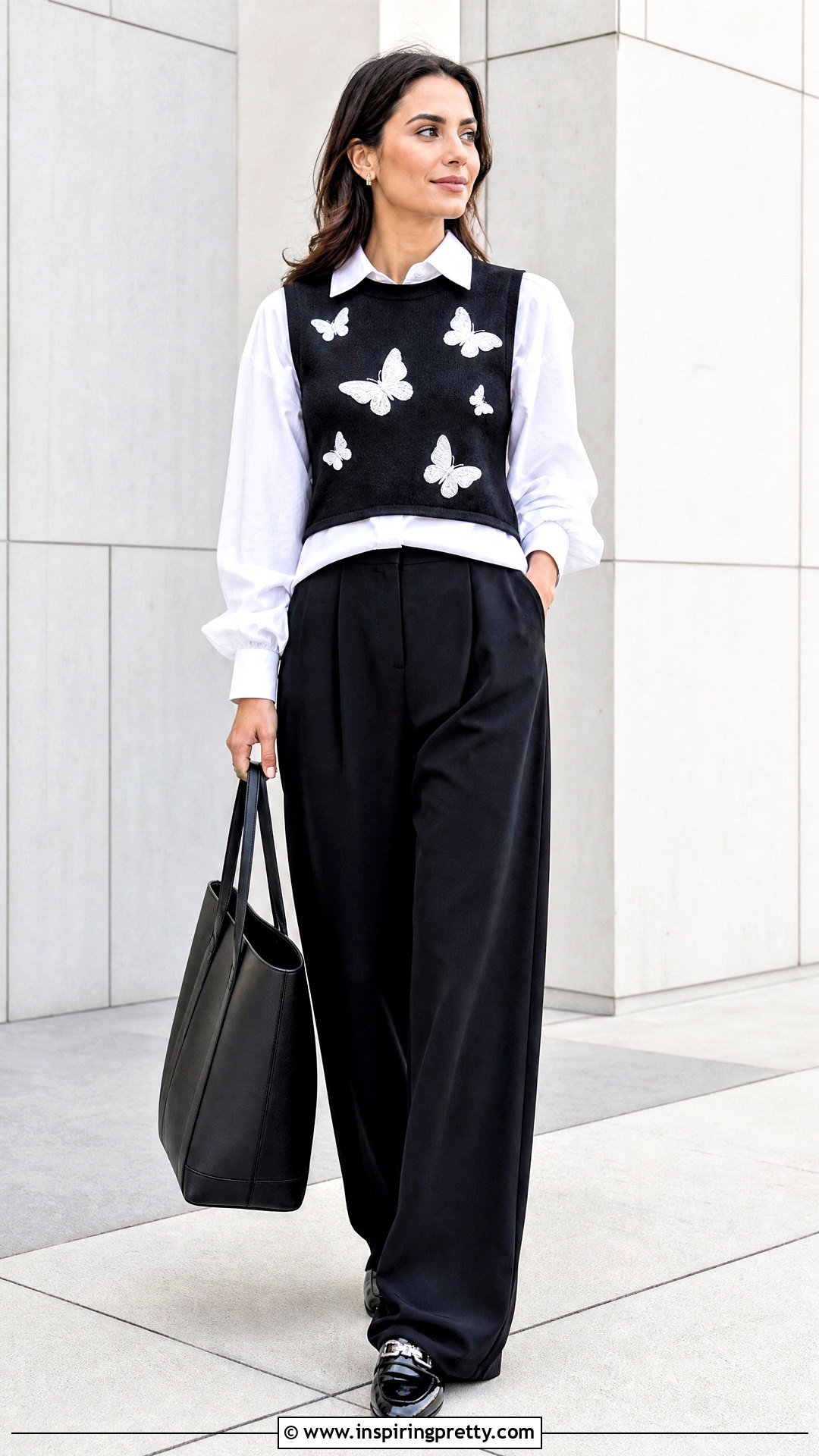Modest Butterfly Applique Top With Button Down Shirt - 25 butterfly applique top outfit ideas