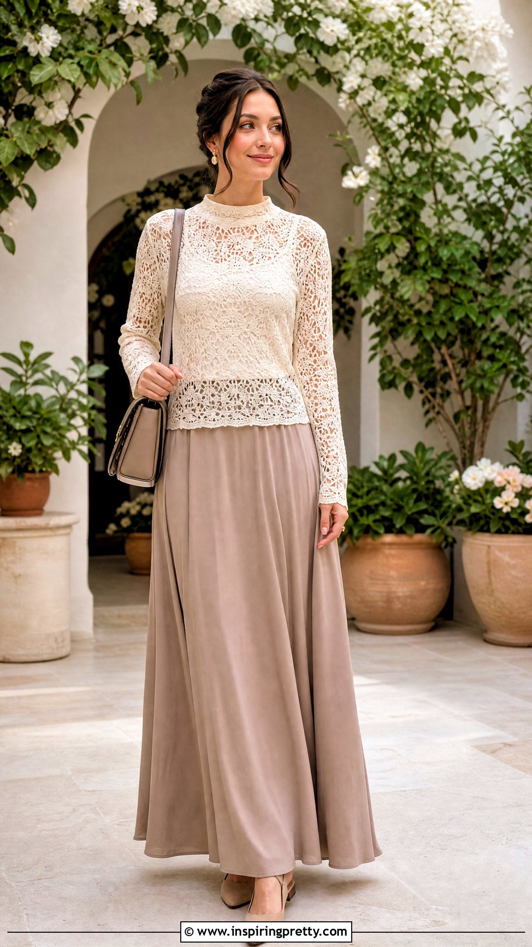 Modest Crochet Lace Top With Maxi Skirt - 50 crochet lace top outfit ideas