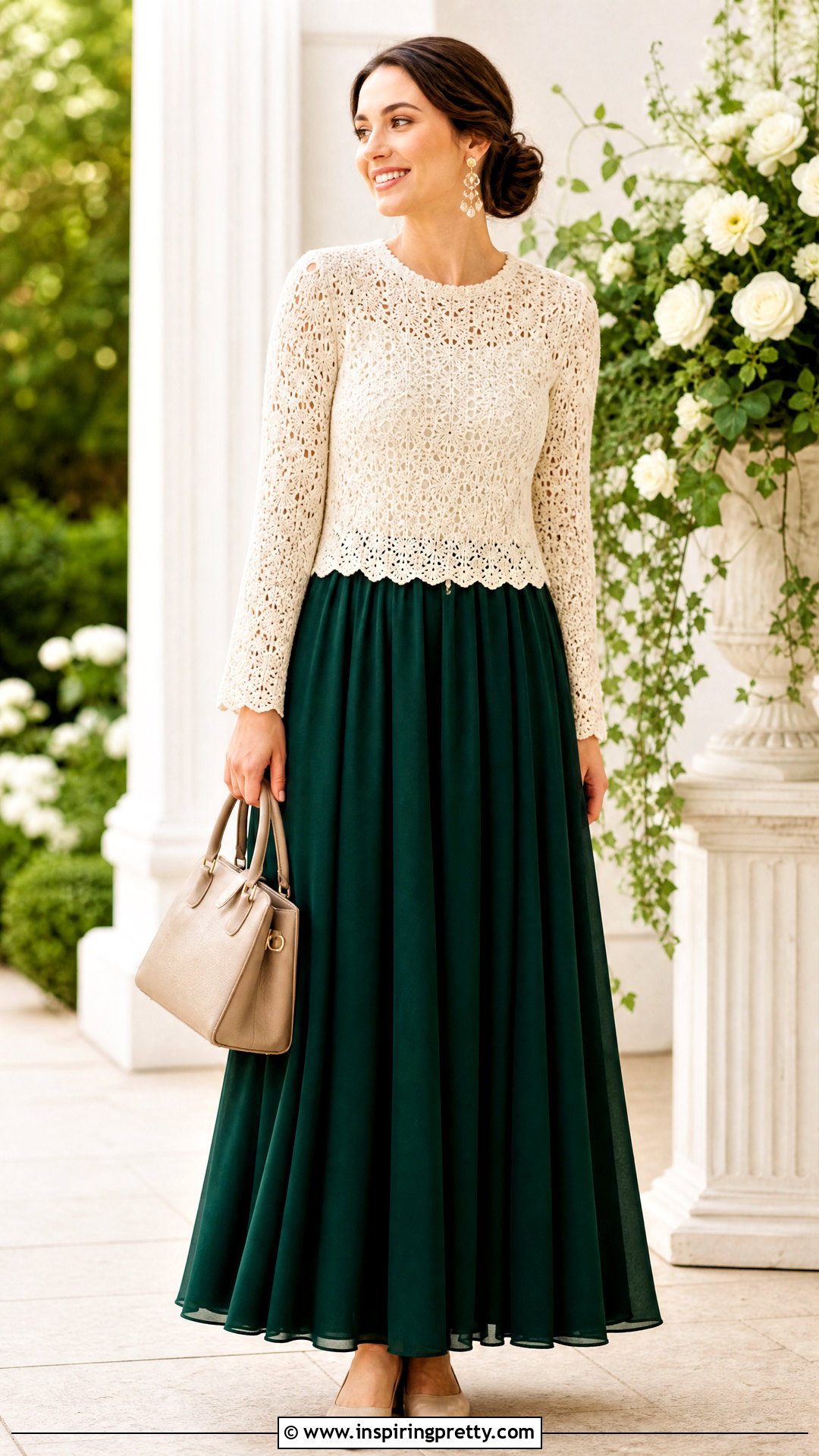 Modest Crochet Top With A Maxi Skirt - 50 crochet ladies tops outfit ideas