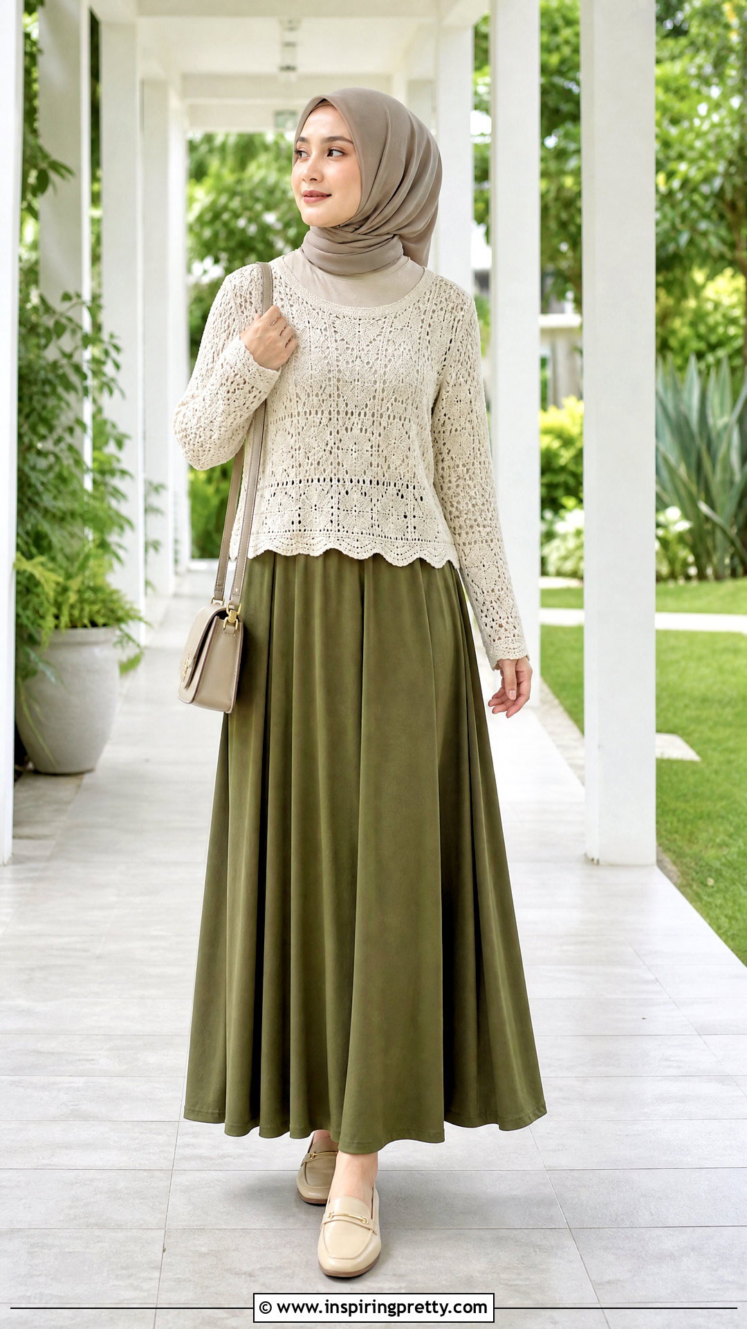 Modest Crochet Top With Layered Maxi Skirt - 50 tops en crochet ideas