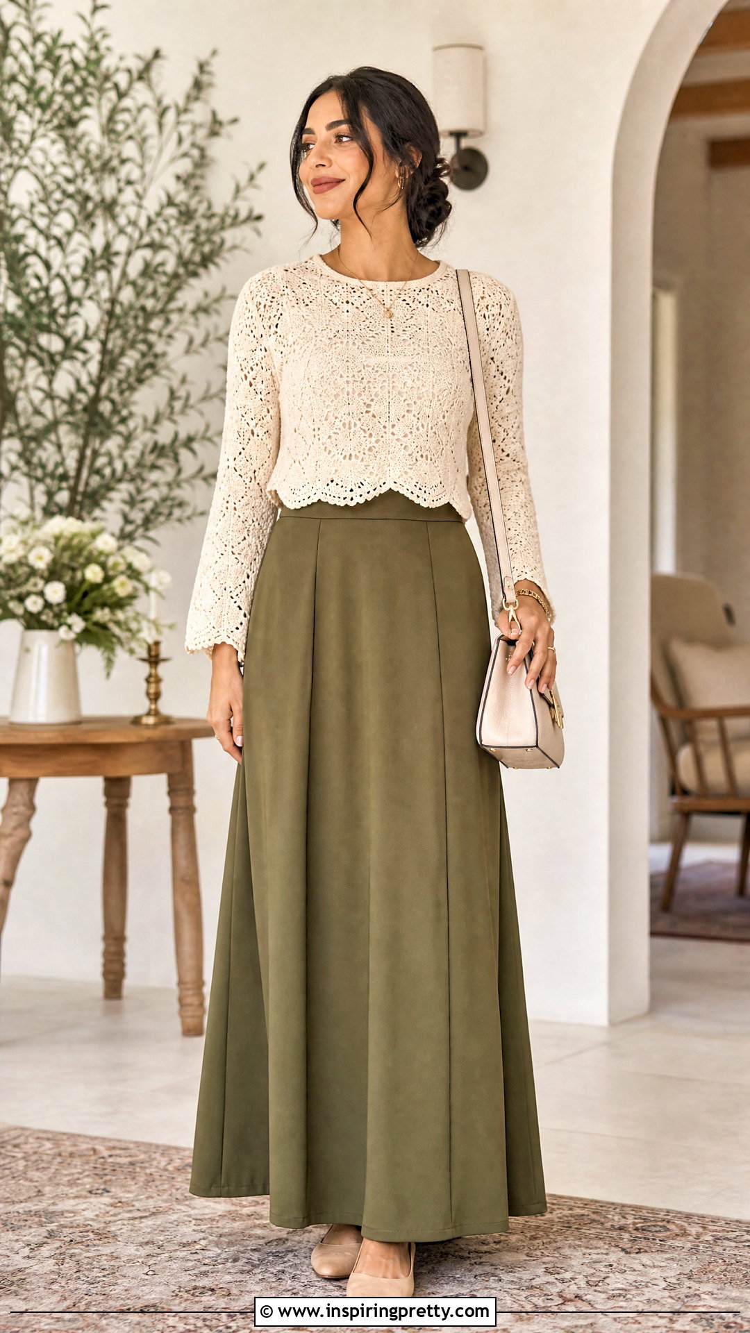 Modest Crochet Top With Maxi Skirt - 50 crochet top outfit ideas