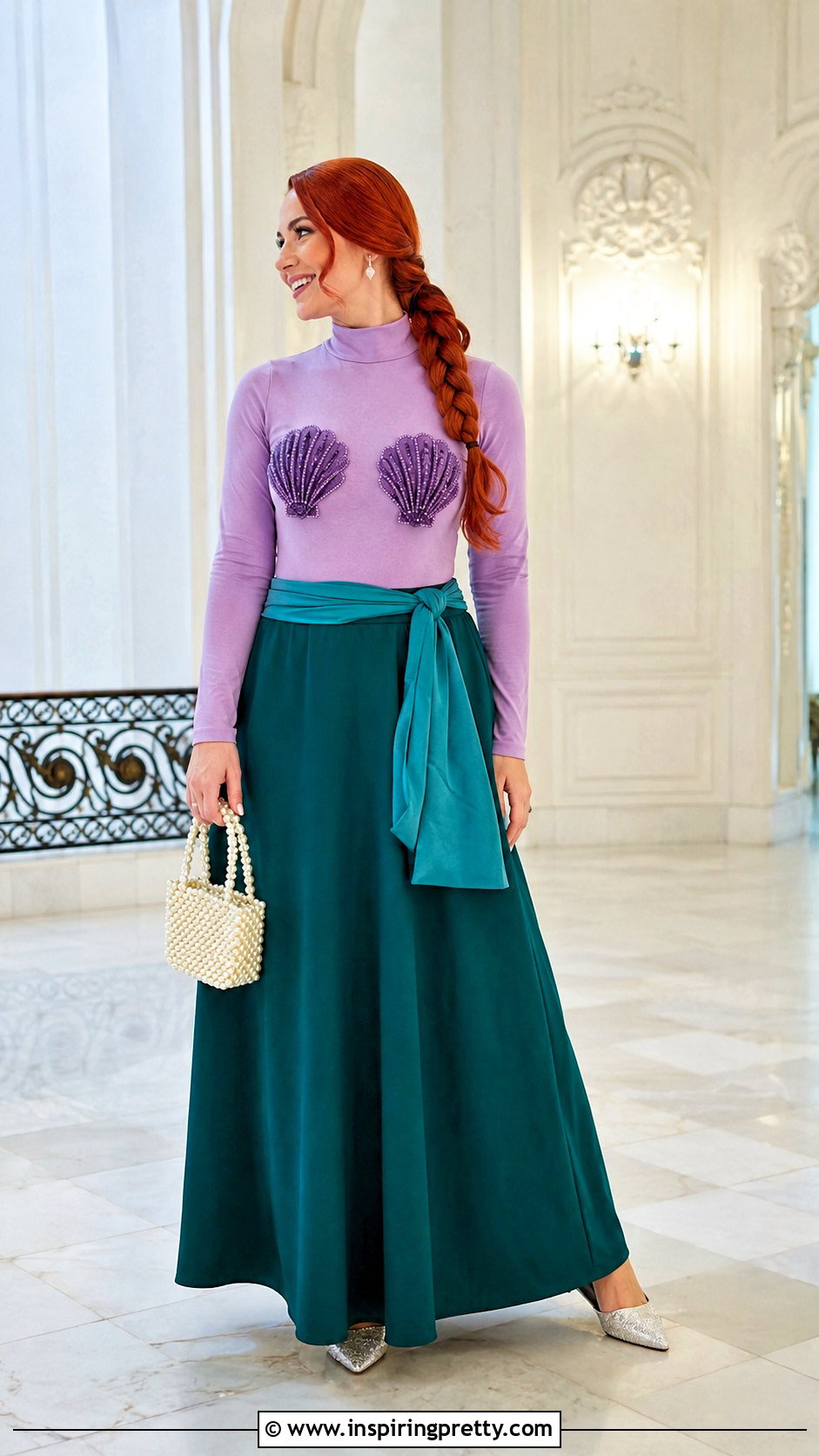 Modest DIY Ariel Shell Top With Green Skirt - 20 diy ariel shell top outfit ideas