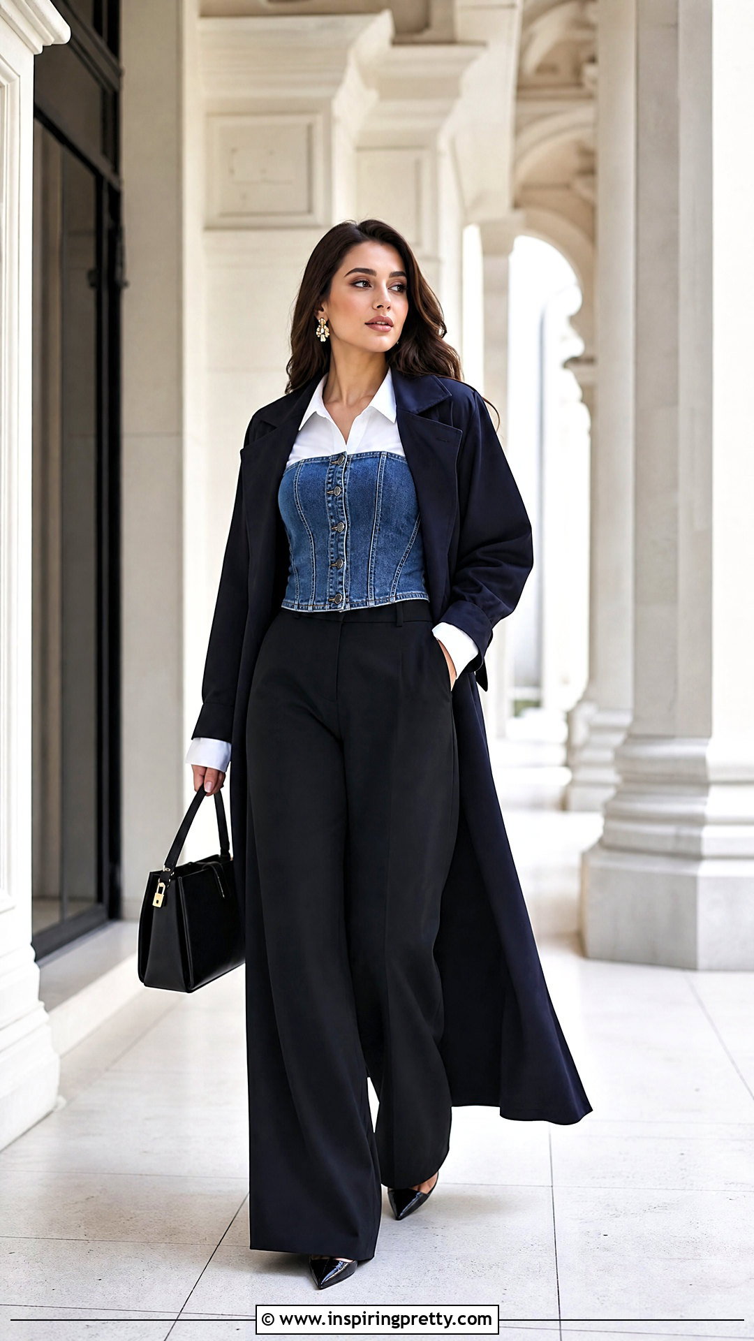Modest Denim Corset Top Layered Outfit - 50 denim corset top outfit ideas