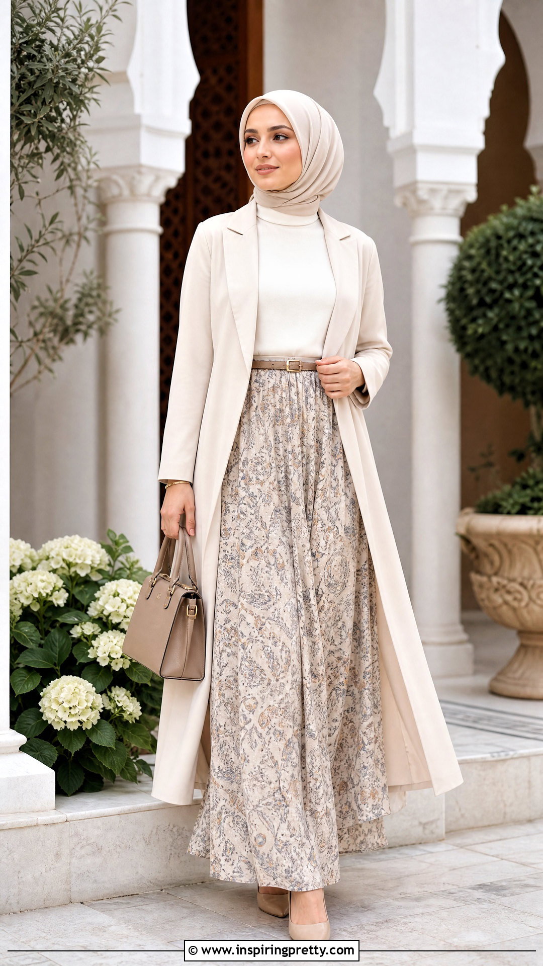 Modest High Neck Top With Maxi Skirt - 50 high neck top outfit ideas