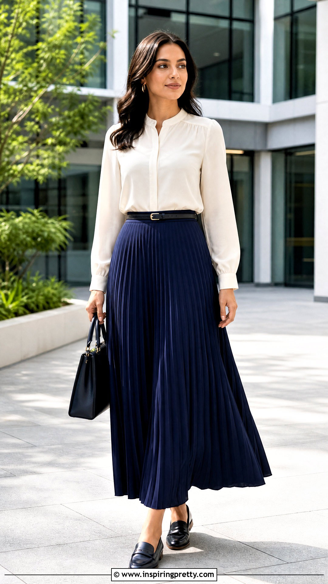 Modest Long Skirt With Long Sleeve Blouse - 50 long skirt and top outfit ideas