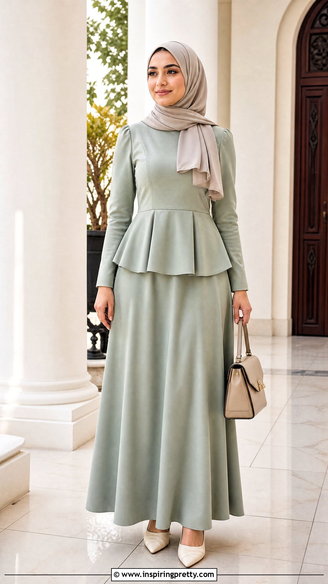 Modest Peplum Top With Maxi Skirt - 20 skirt and peplum top outfit ideas