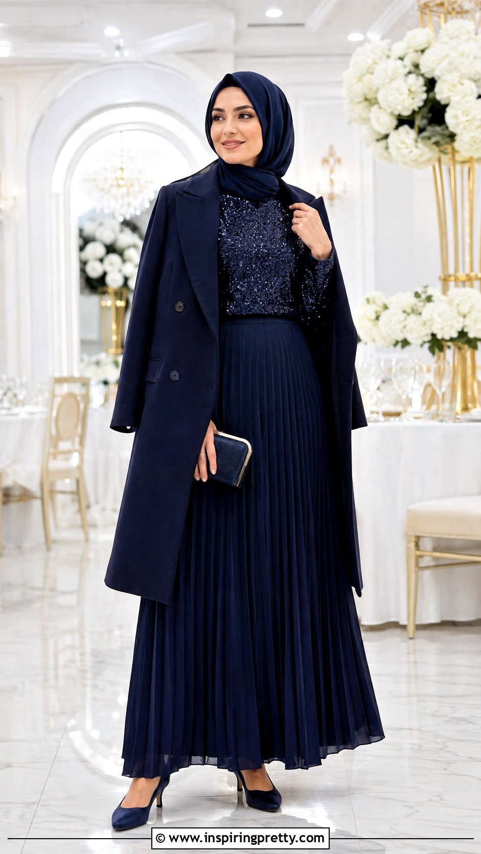 Modest Sequin Top With Maxi Skirt - 50 sequence top outfit ideas