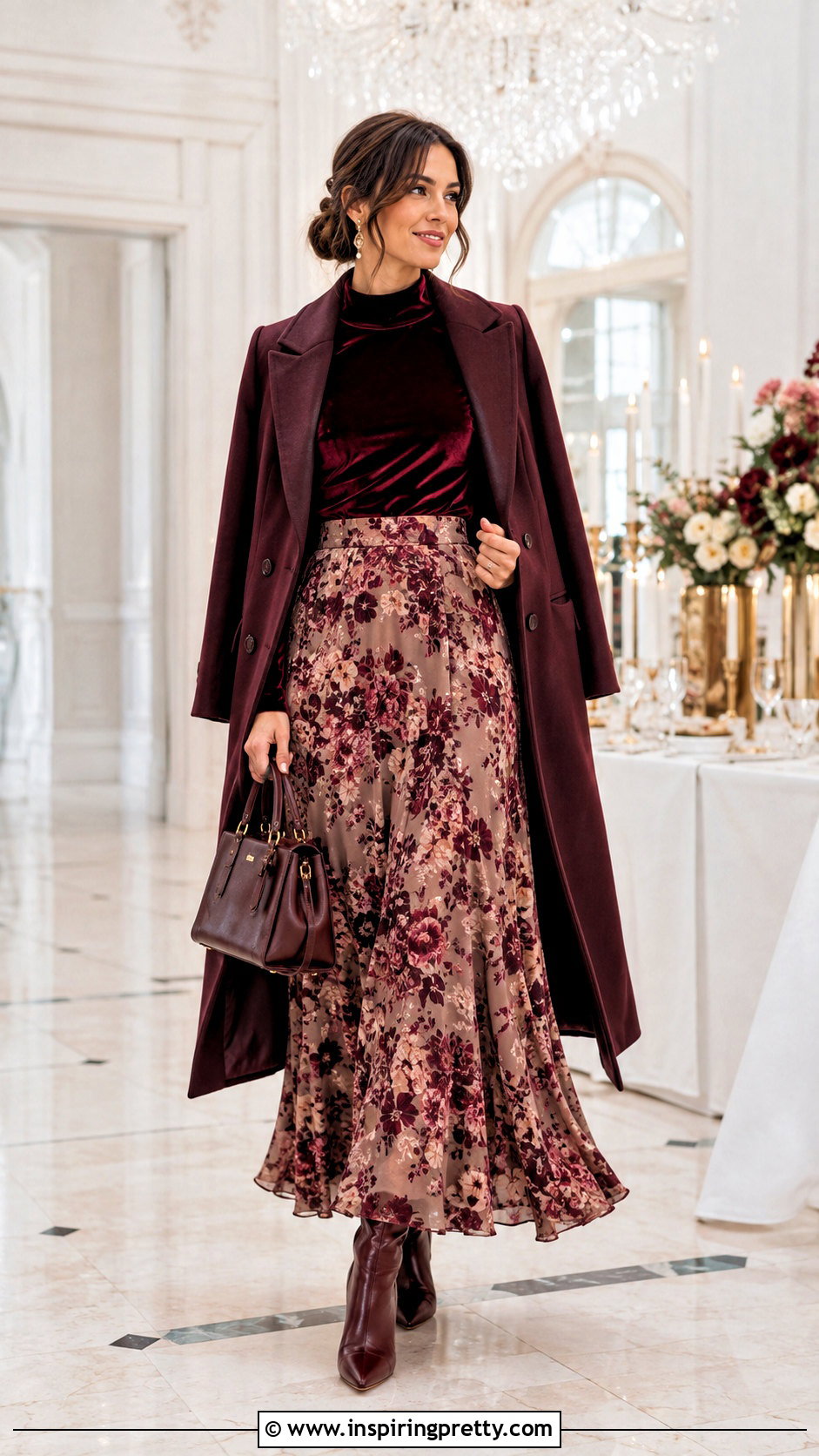 Modest Velvet Top With Maxi Skirt - 50 velvet tops outfit ideas