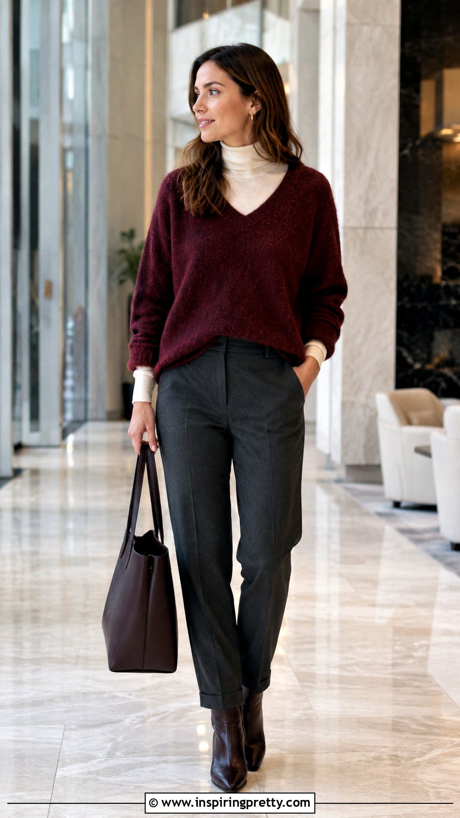 Mohair Top Over Turtleneck And Trousers - 50 mohair top outfit ideas