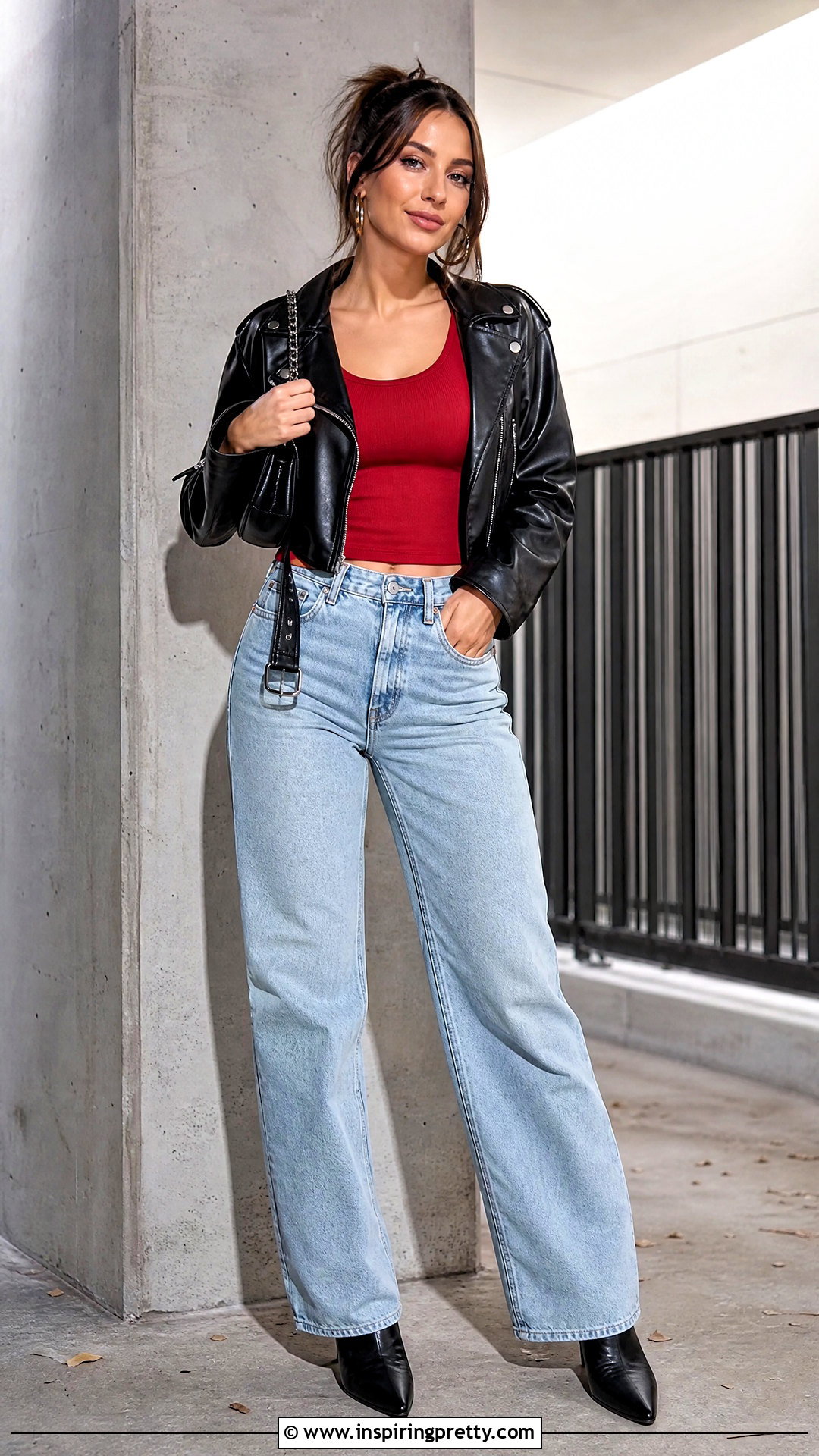 Monica Red Tank Top With Leather Jacket - 20 Monica Red Tank Top outfit ideas