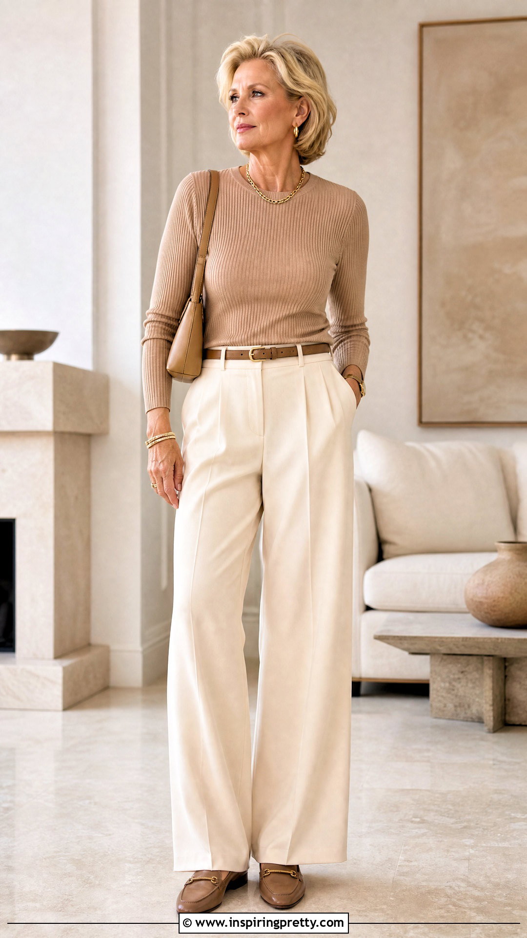Monochrome Beige Long Sleeve Top Outfit - 50 long sleeve tops aesthetics